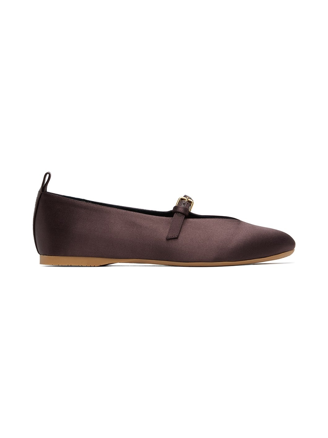 Brown Satin Ballerina Flats - 1