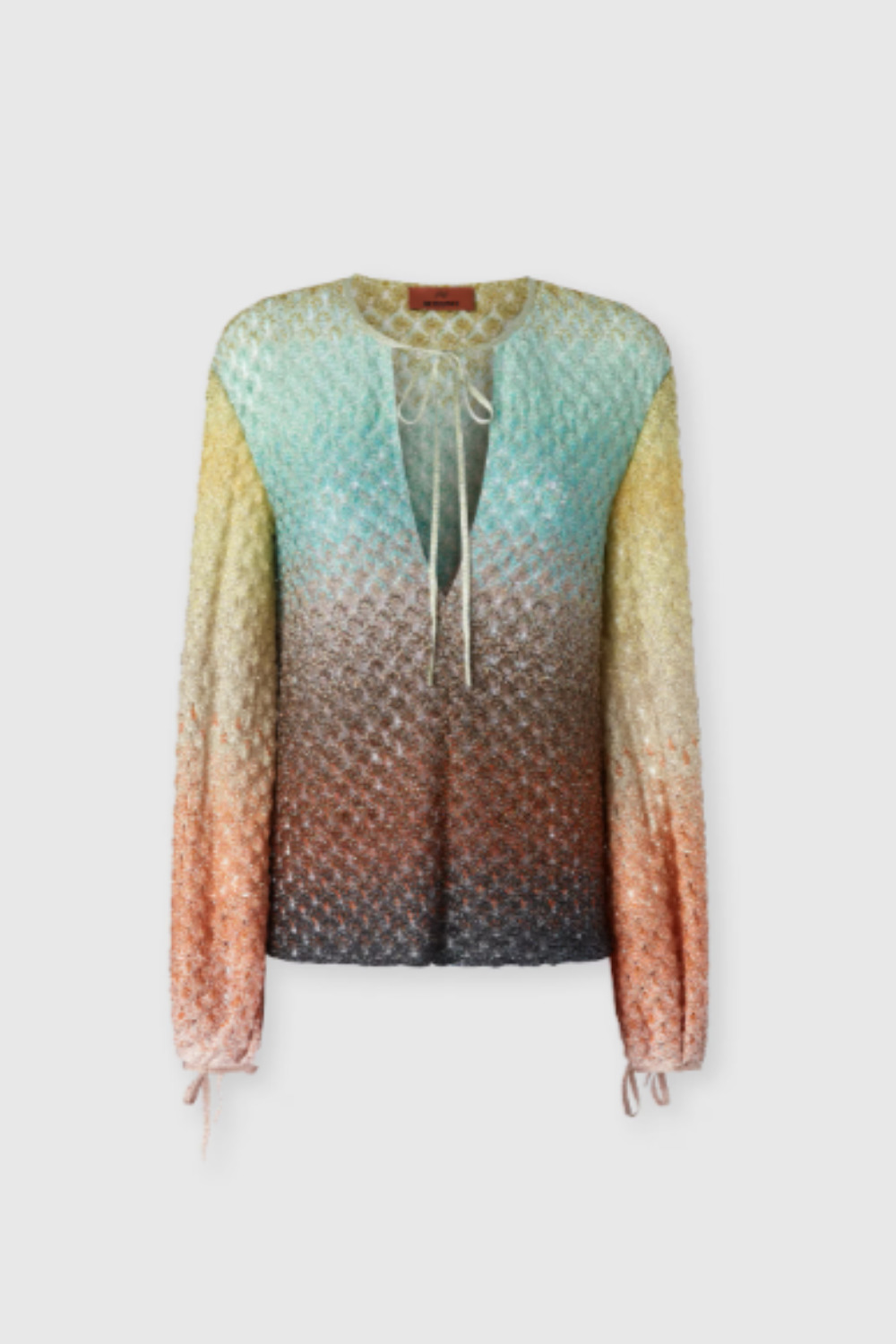 Dégradé Lace Blouse with V-Neck - 1