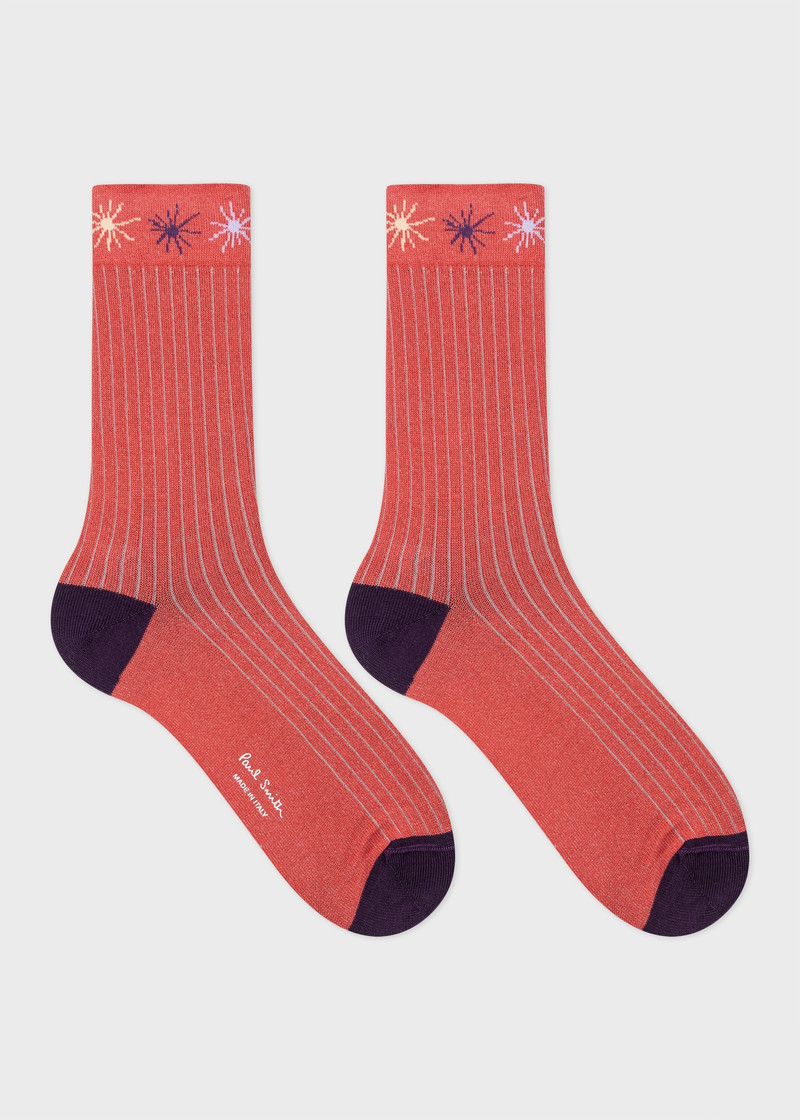 Paul Smith Women's Red Pinstripe & Stars Socks outlook