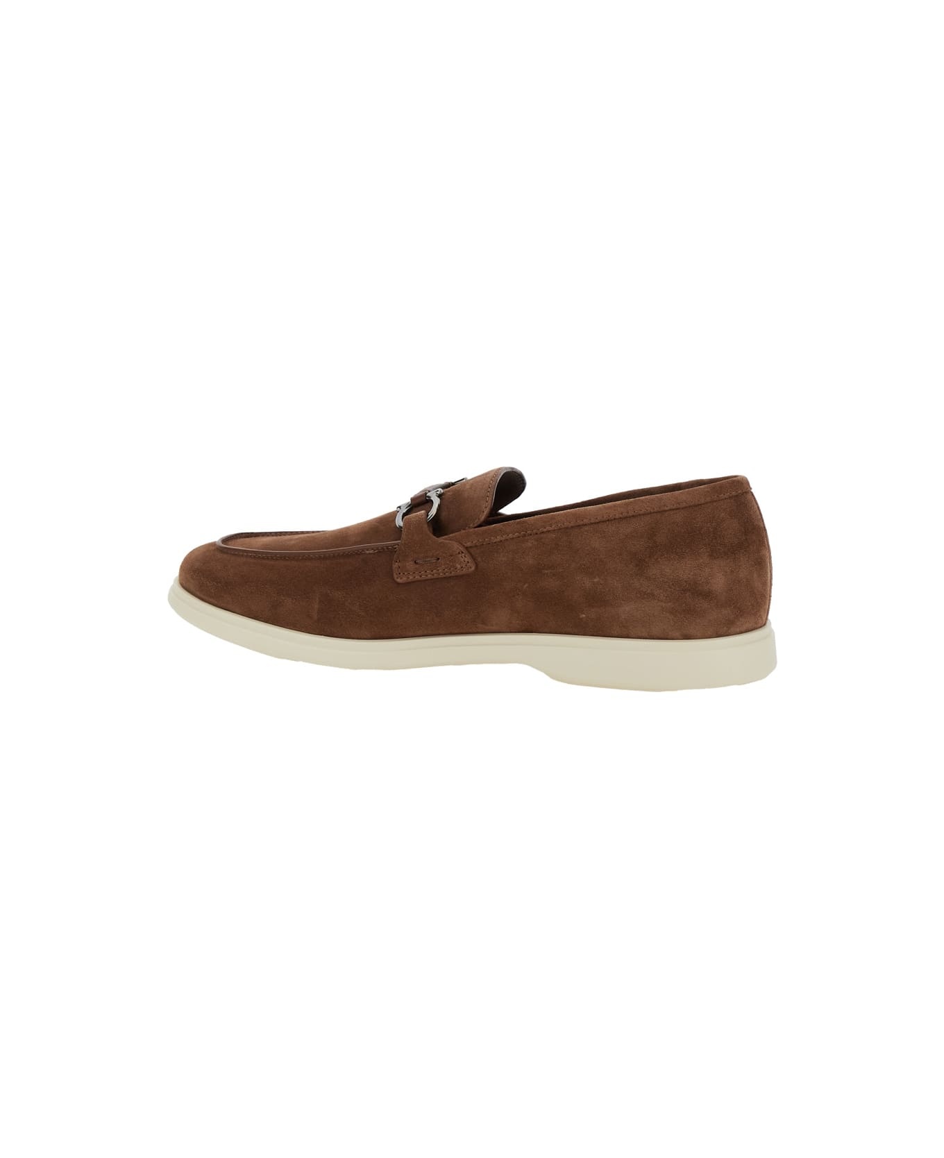 'cosimo' Brown Loafers With Metallic Hooks On The Front In Suede Man - 2
