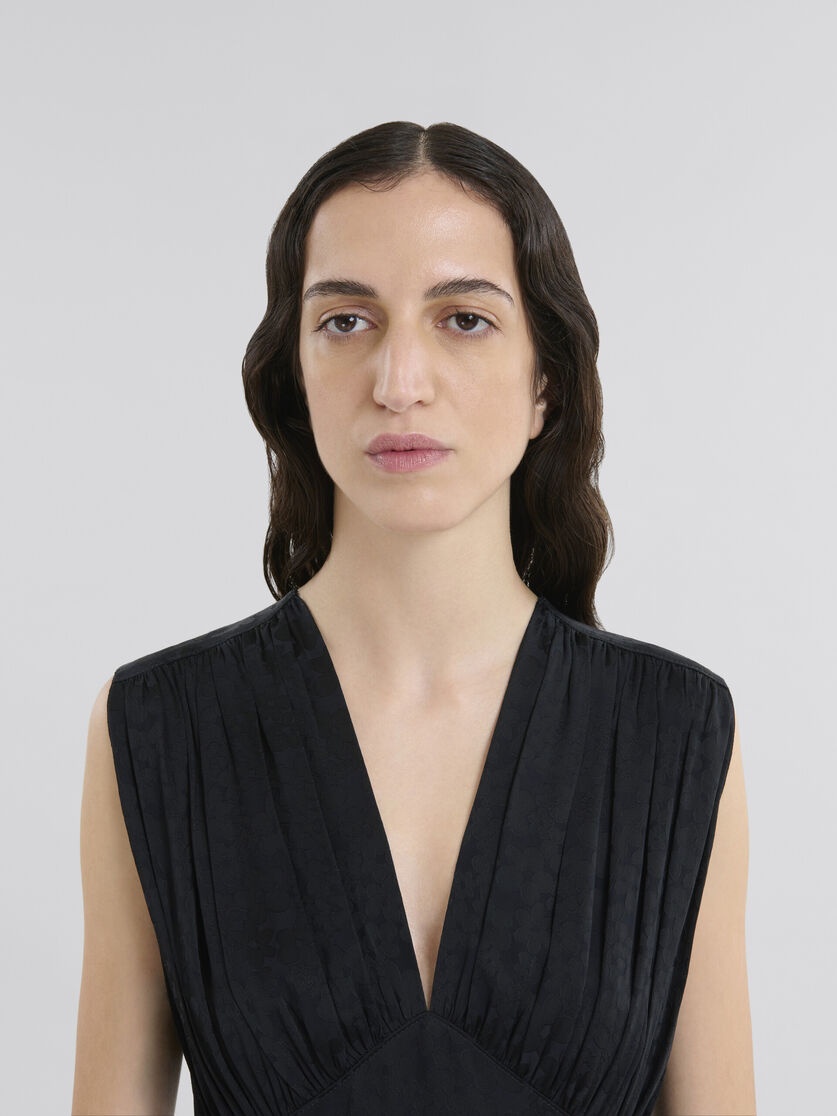 BLACK SILK JACQUARD MIDI DRESS - 4