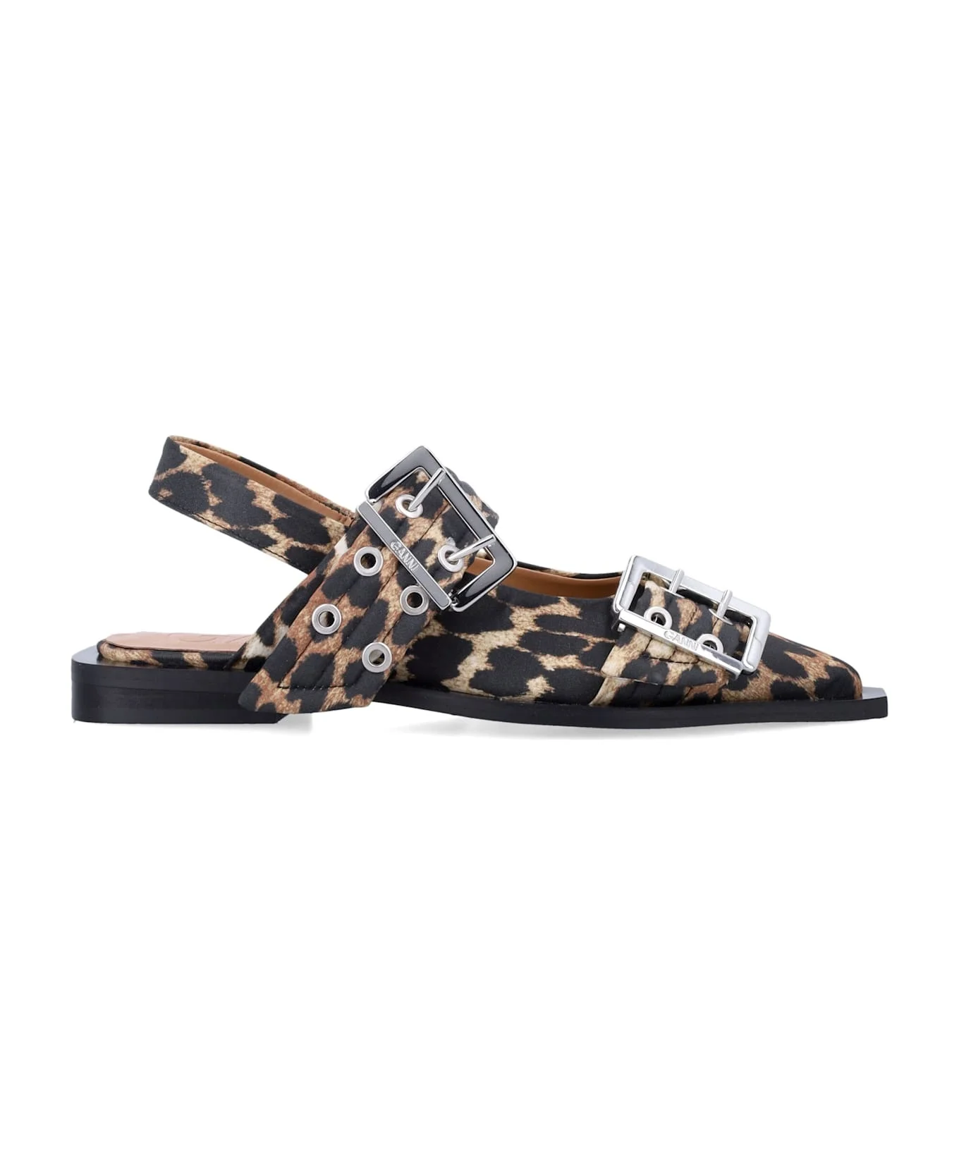Leopard Satin Feminine Buckle Ballerinas - 1