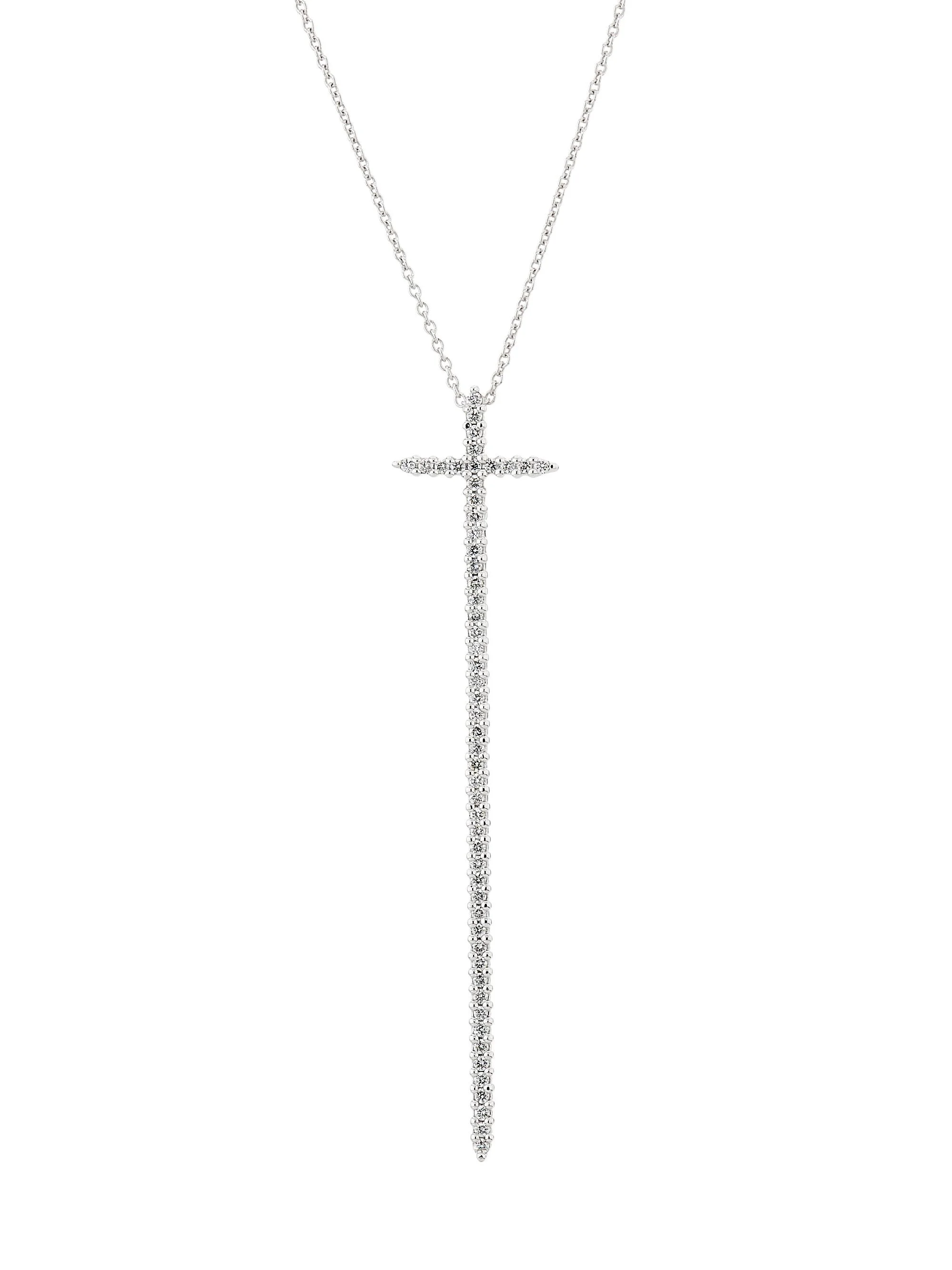 Women's Tiny Treasures Elongated Cross 18K White Gold, Ruby & 0.27 TCW Diamond Necklace - White Gold - 1