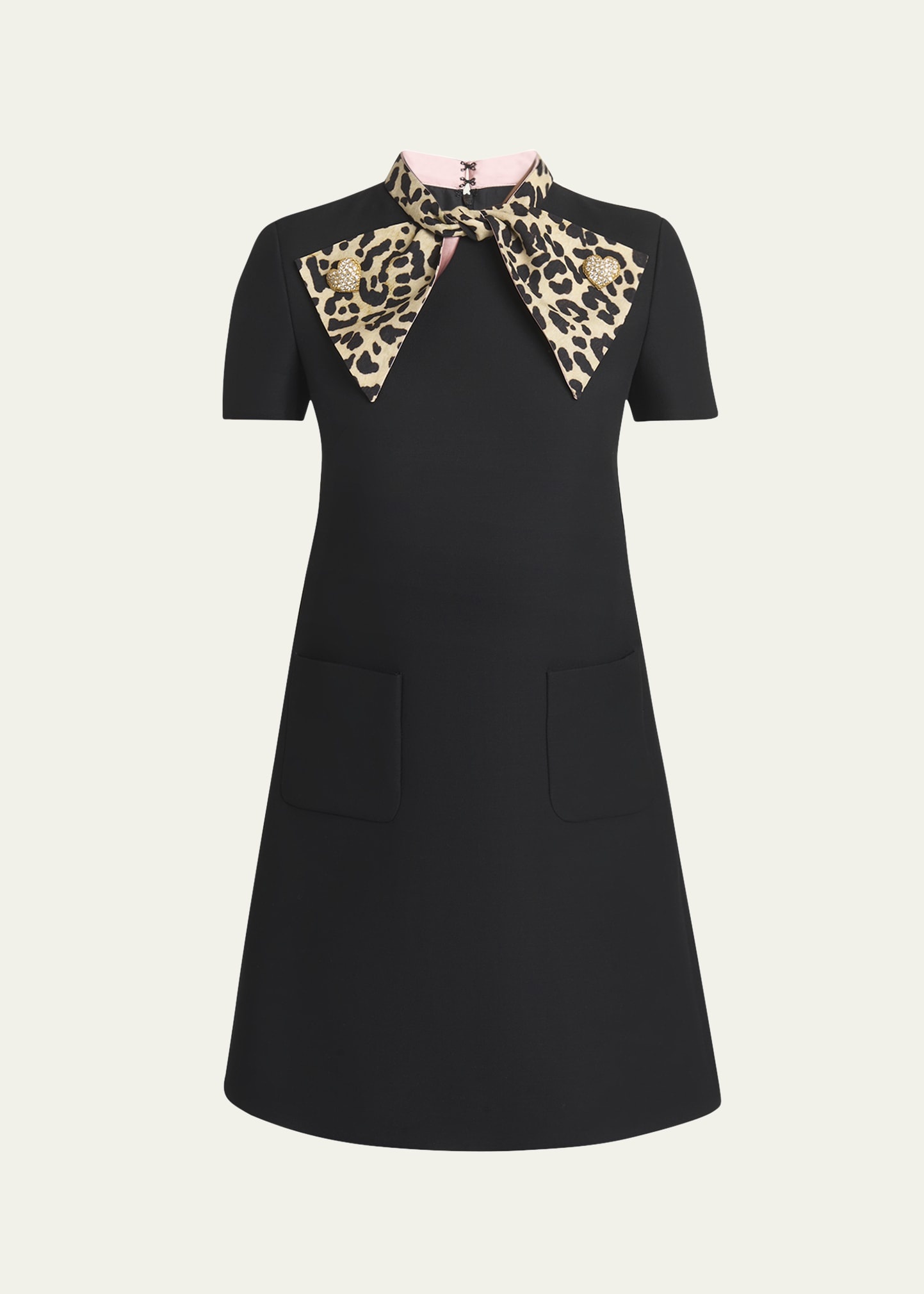 Leopard Bow Crepe Couture Mini Dress - 1