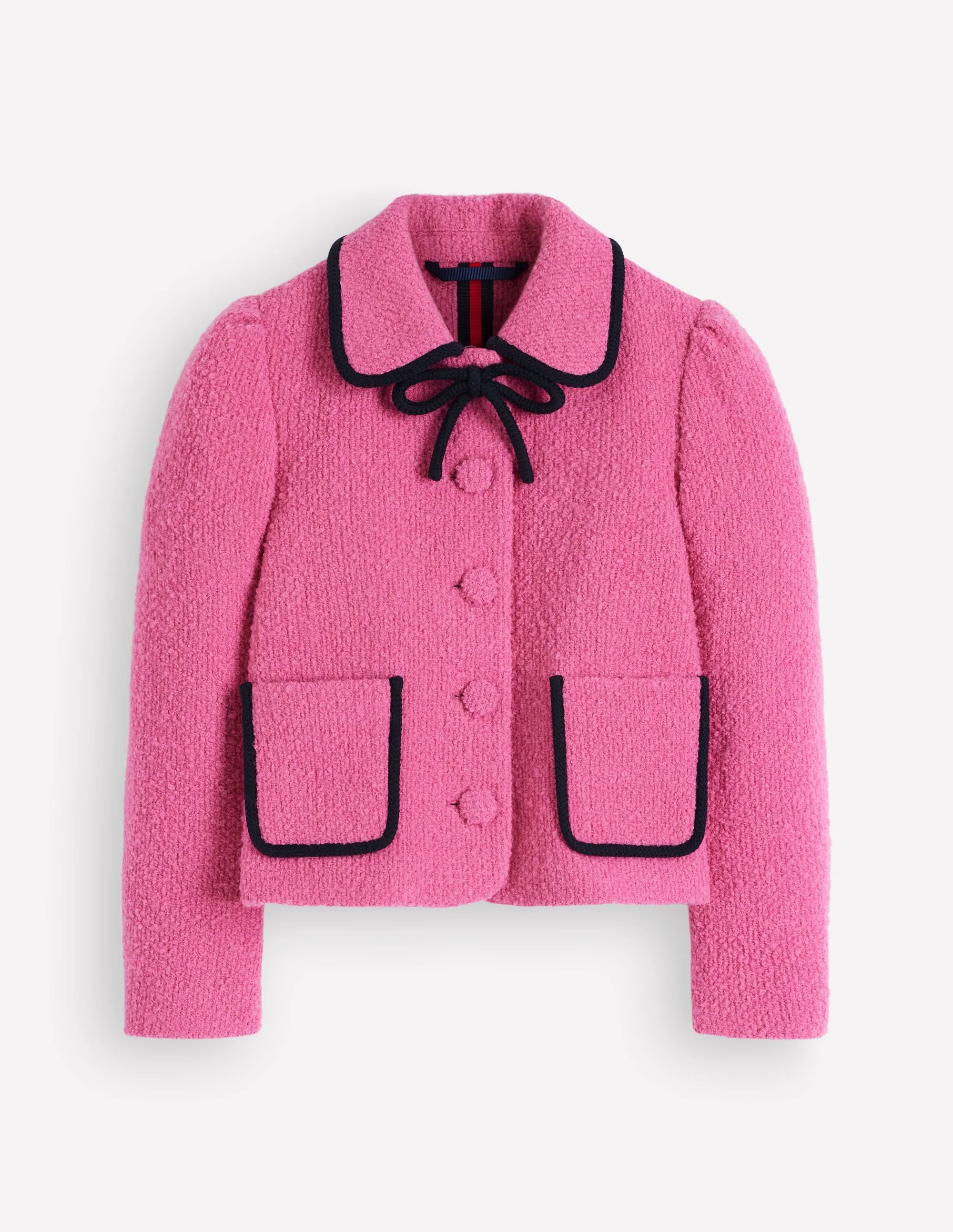 Branscombe Wool Bow Jacket-Pink Solid - 1