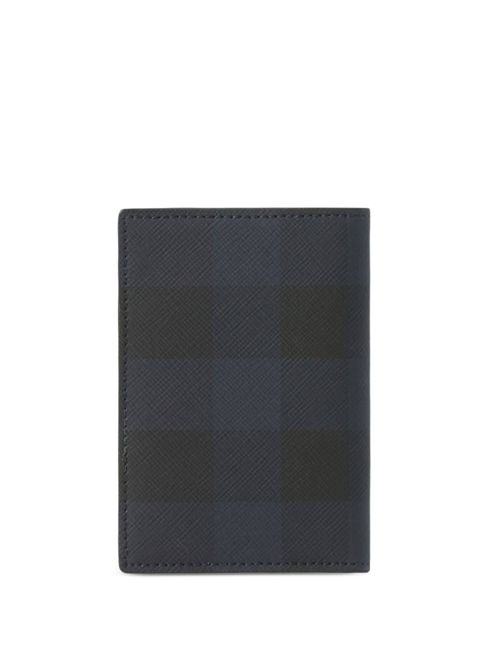 check-pattern leather card holder - 2