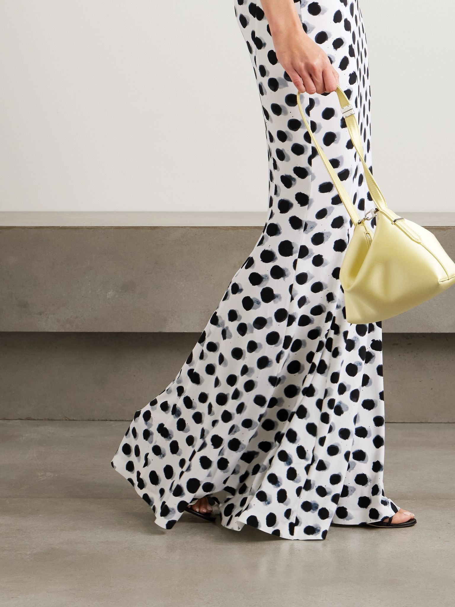 Cutout polka-dot stretch-jersey halterneck gown White - 6