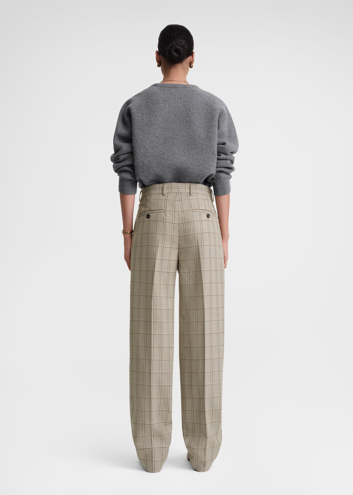 Windowpane-check suit trousers biscuit - 4