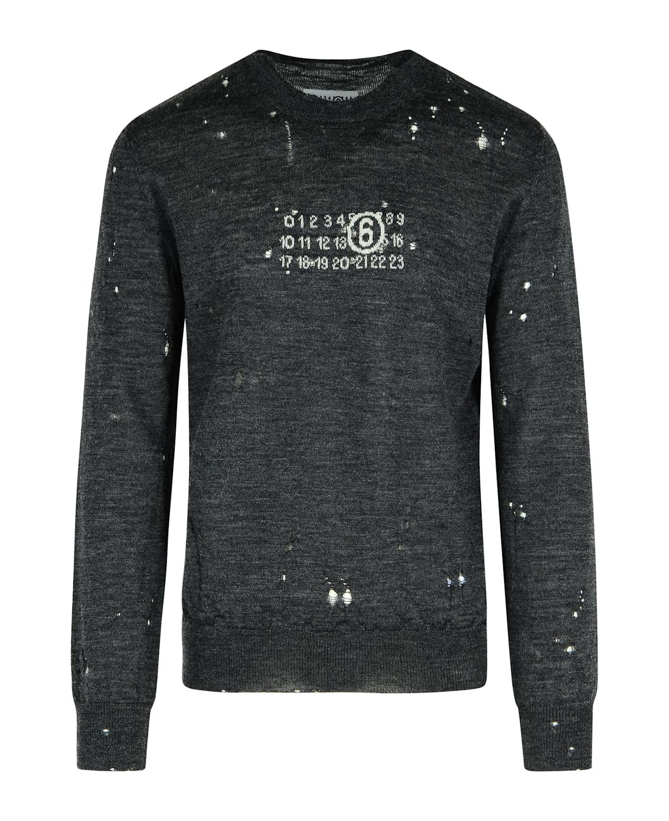 'numeric' Dark Grey Virgin Wool Sweater - 1