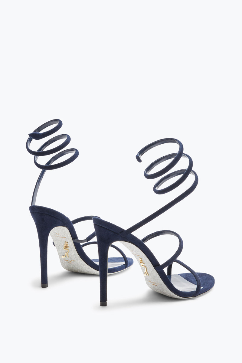 RENE CAOVILLA Cleo Blue Suede Sandal 105 outlook