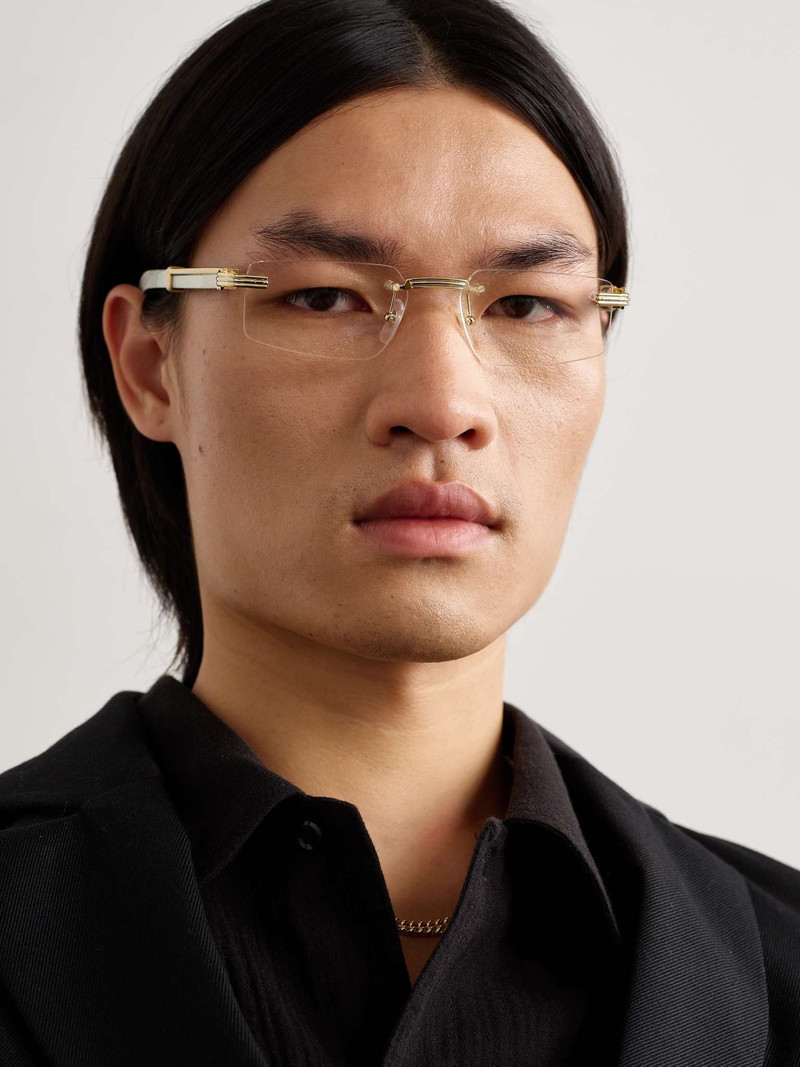 Cartier Rectangular-Frame Gold-Tone and Horn Optical Glasses outlook