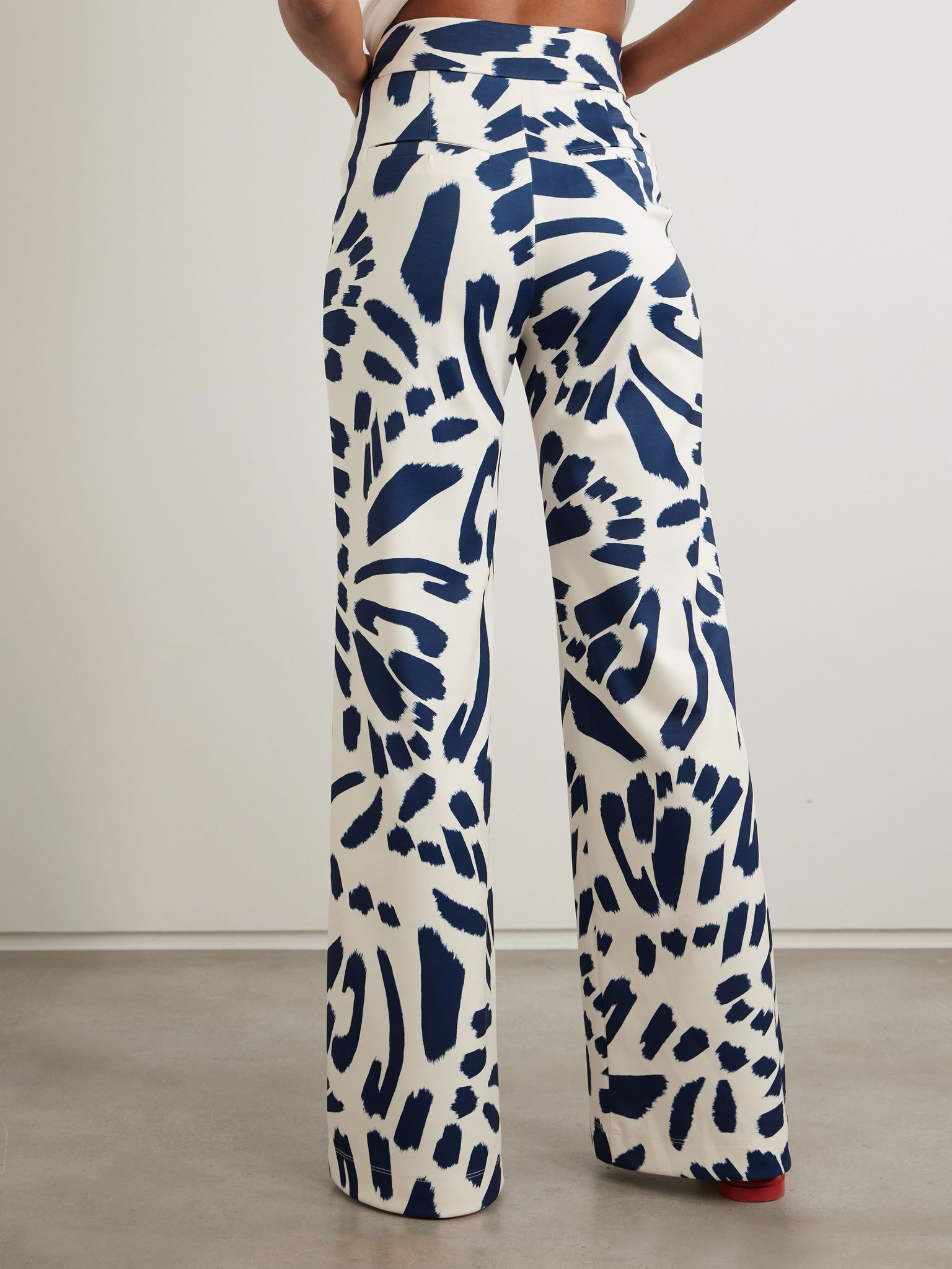 Espejismo printed stretch-scuba wide-leg pants Ivory - 4
