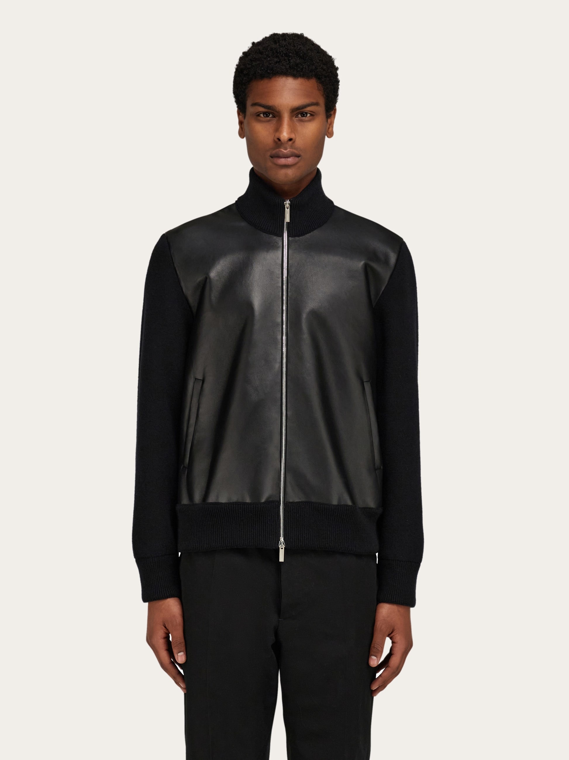 Bomber jacket in leather and wool - 2