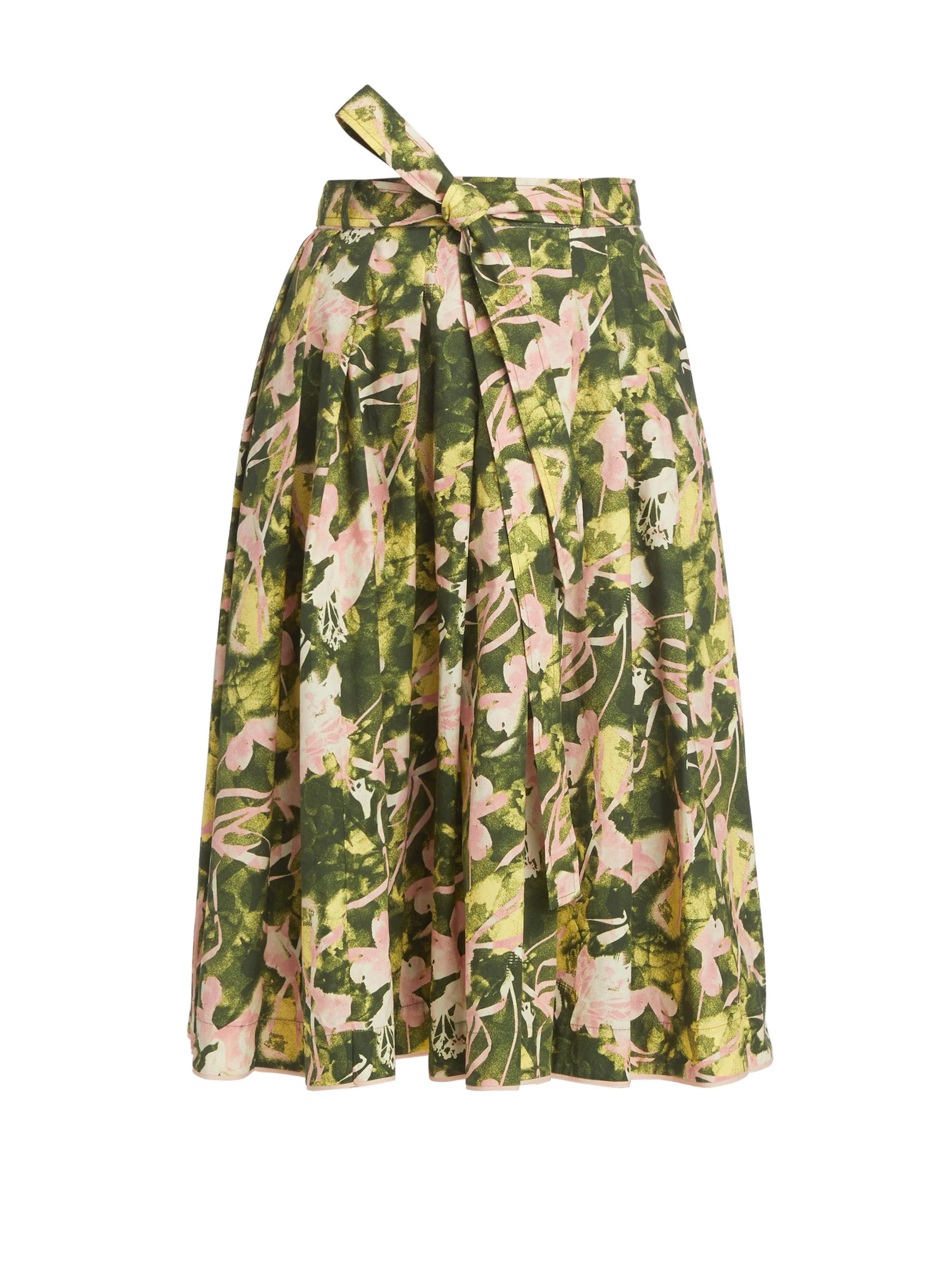 Women's Floating Iris Floral A-Line Skirt - Olive Floating Iris - 1