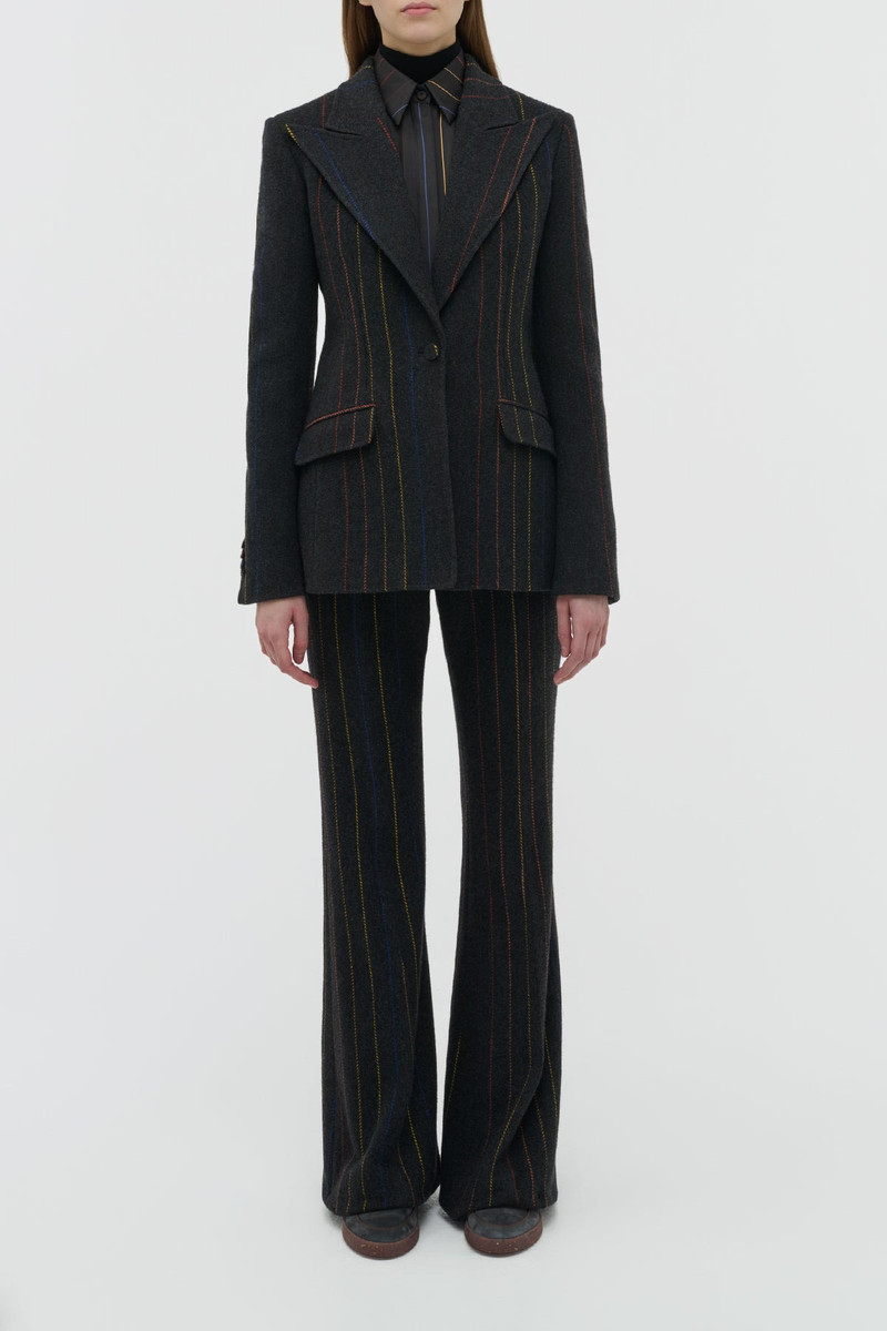 GABRIELA HEARST Leiva Blazer in Charcoal Multi Pinstripe Wool Cashmere outlook