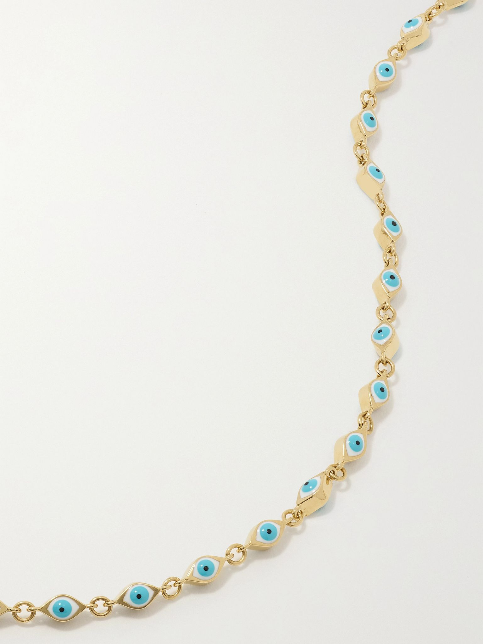 Mini Evil Eye 14-karat gold enamel necklace Blue - 4