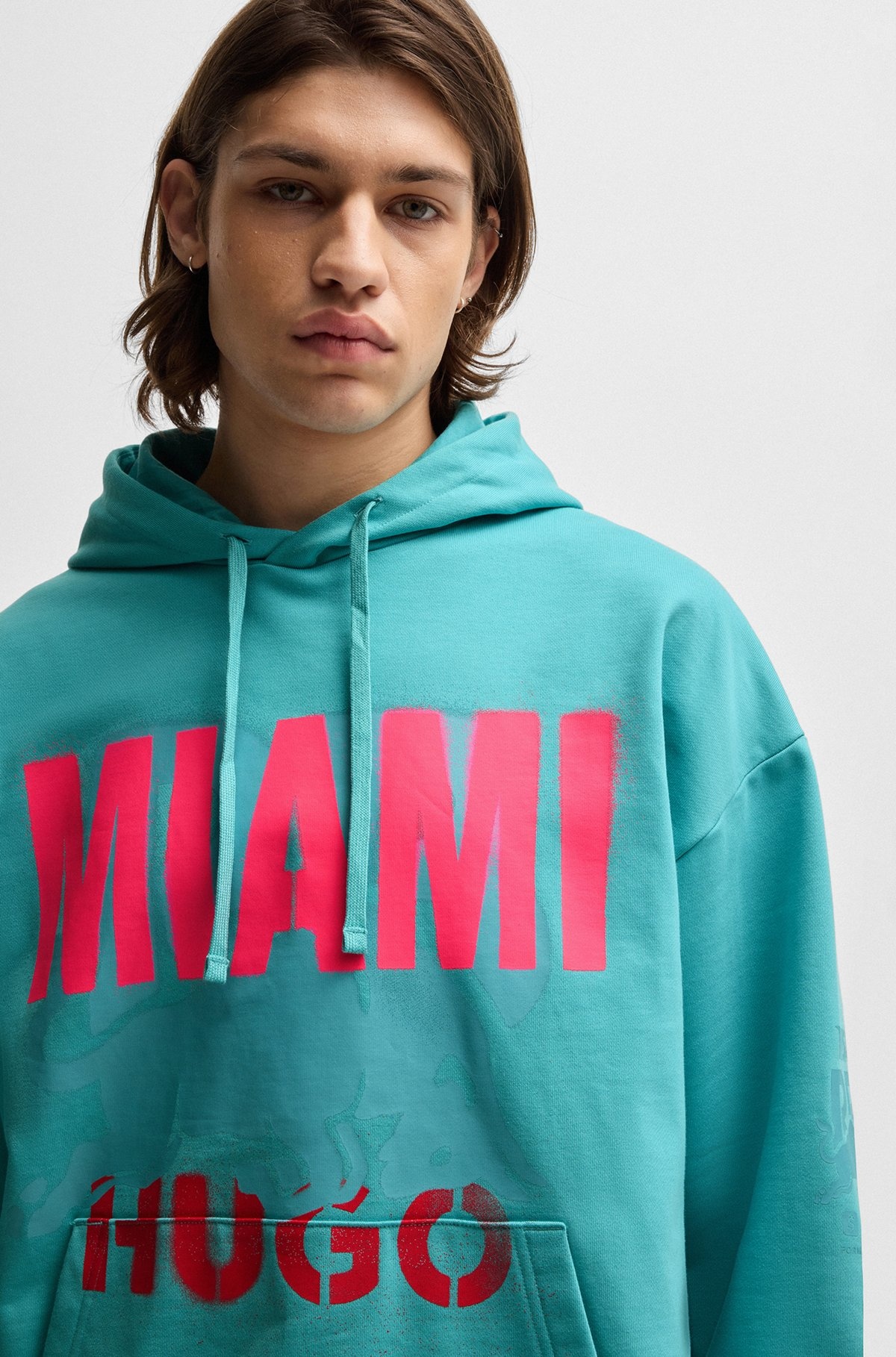 COTTON-TERRY HOODIE WITH MIAMI PRINT - 3