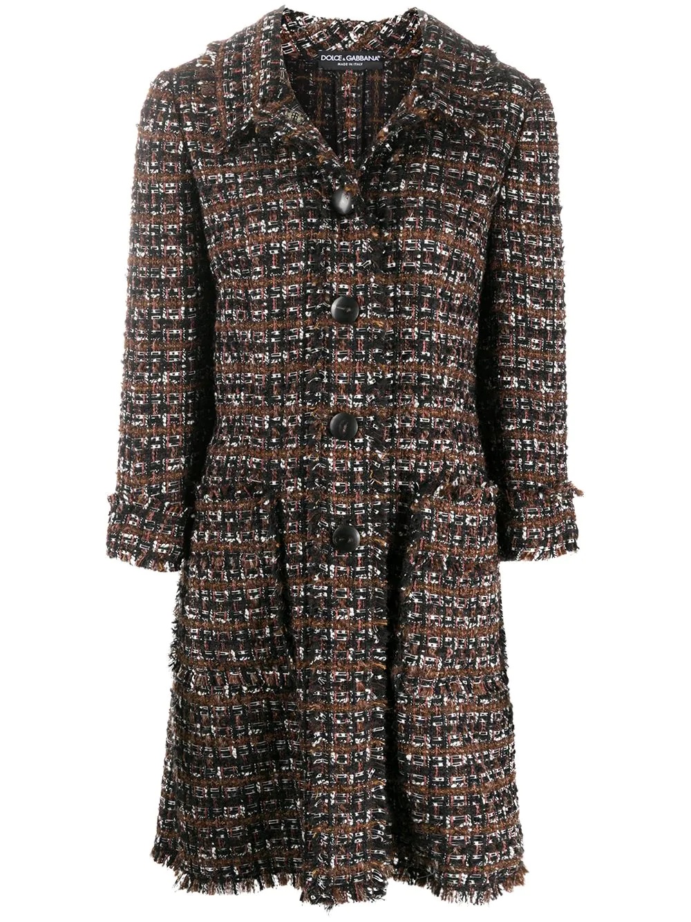 tweed mid-length coat - 1