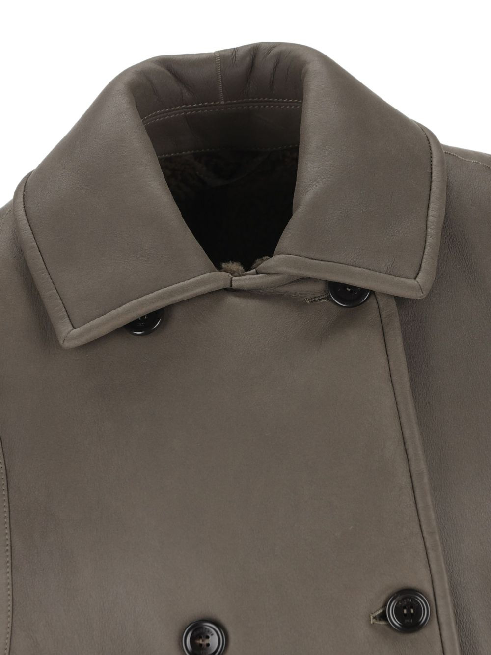 double-breasted shearling coat - 4