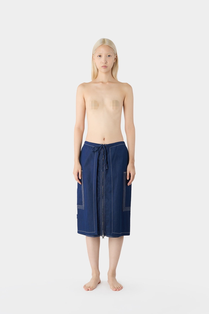 SUNNEI CARGO DOUBLE SKIRT / blue outlook