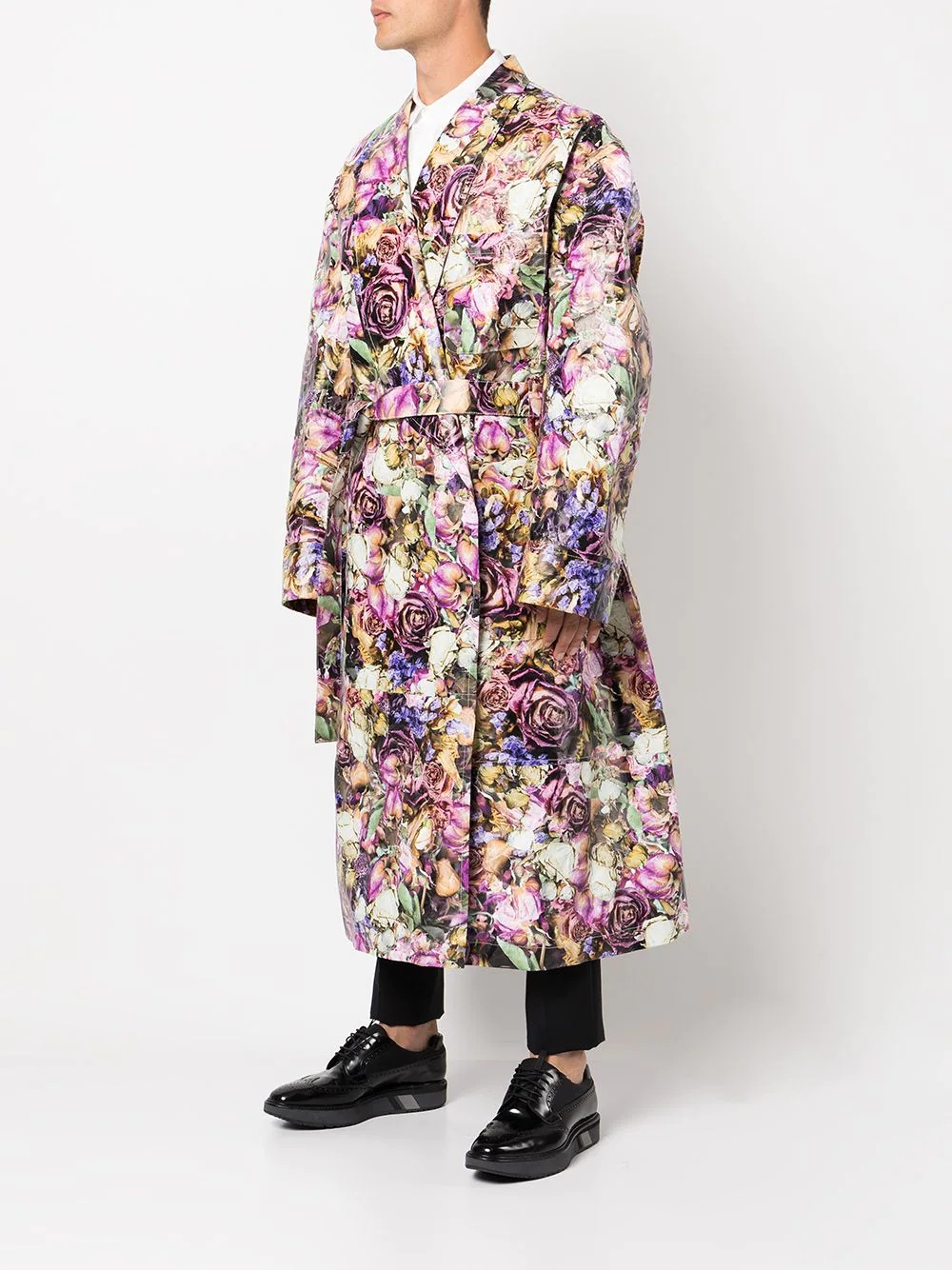 oversized floral-print coat - 3