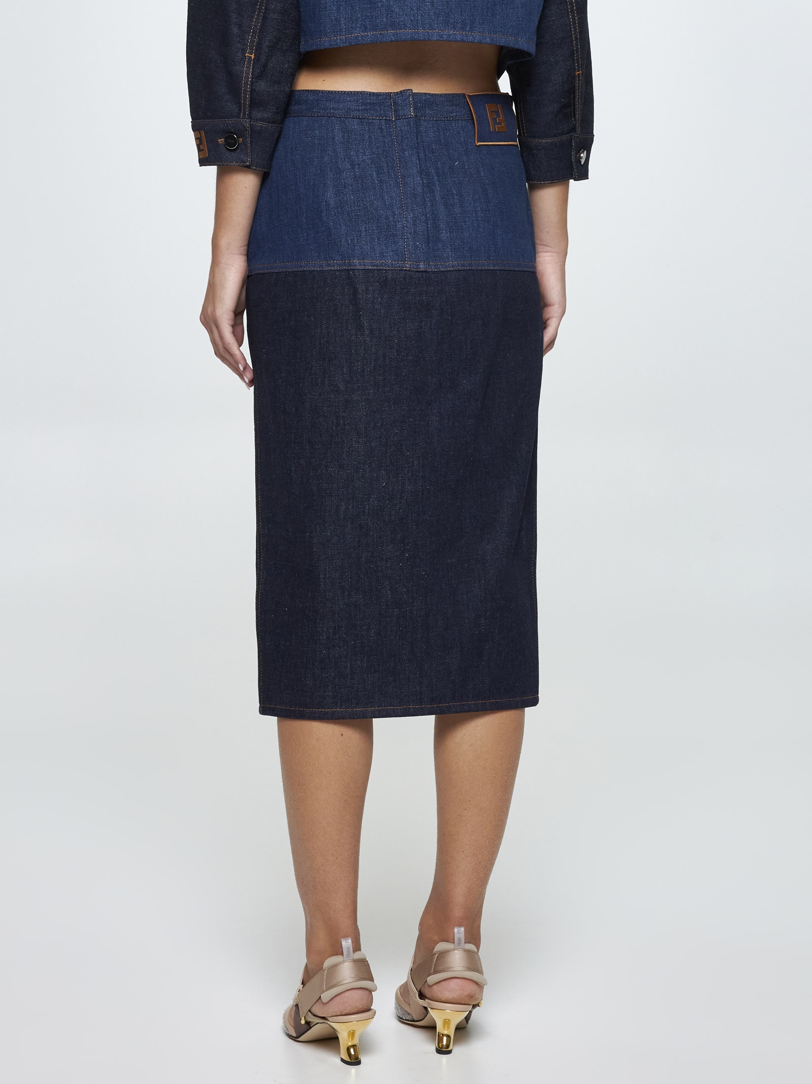 Two-tone denim skirt - 4