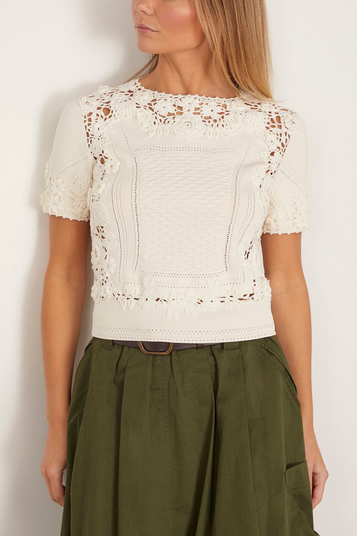 Stella Short Sleeve Knit Top in Pristine - 3