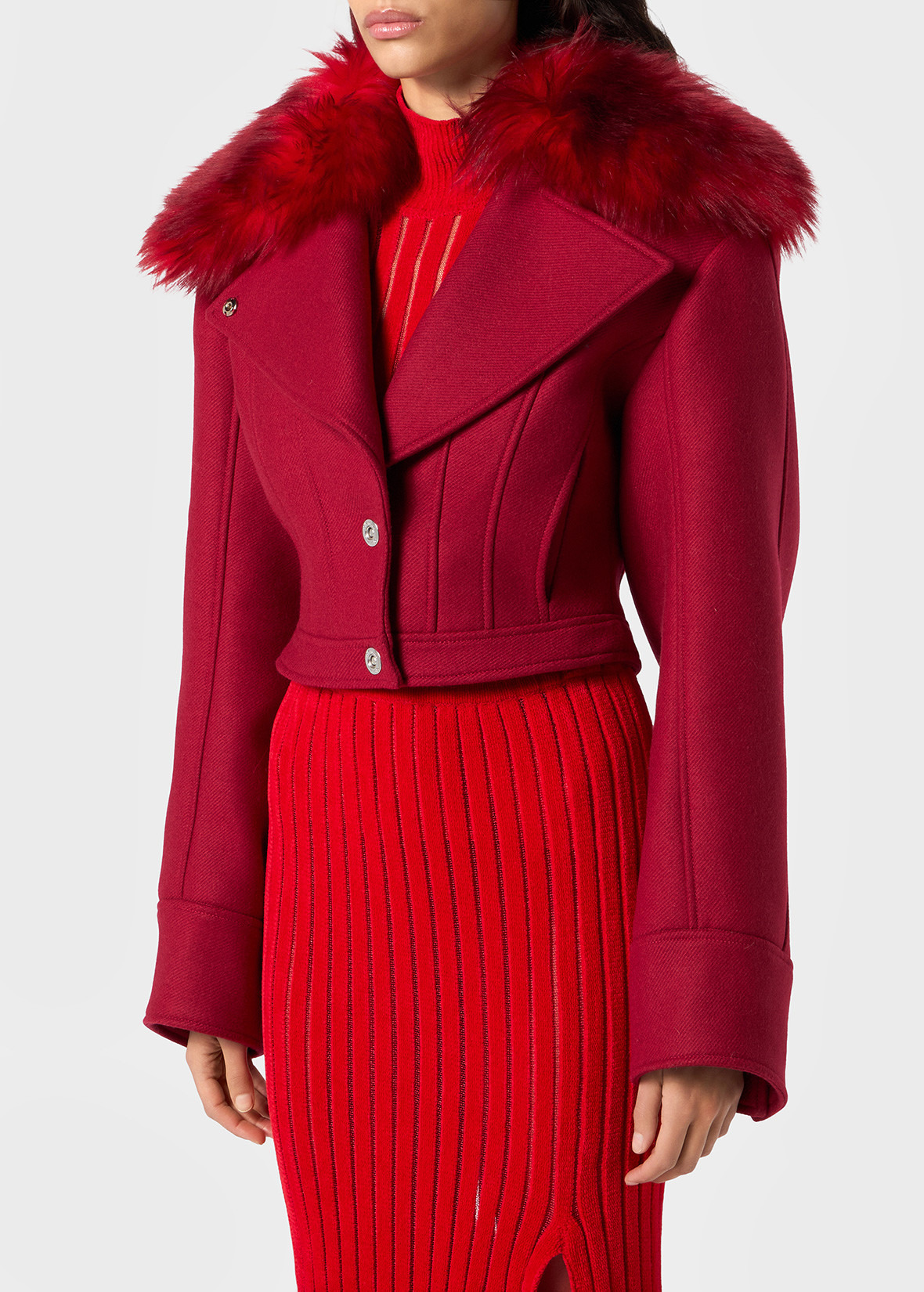 WOOL COAT WITH FUR - 5