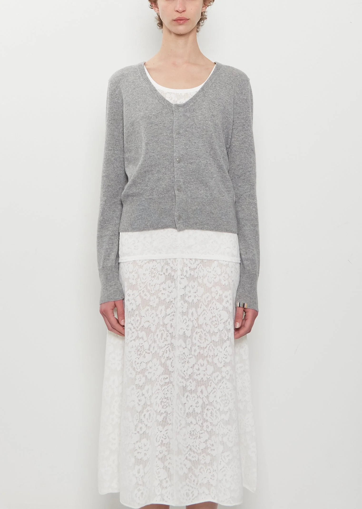 n°511 Dorothea Cashmere Scoop Neck Cardigan — Goat - 1