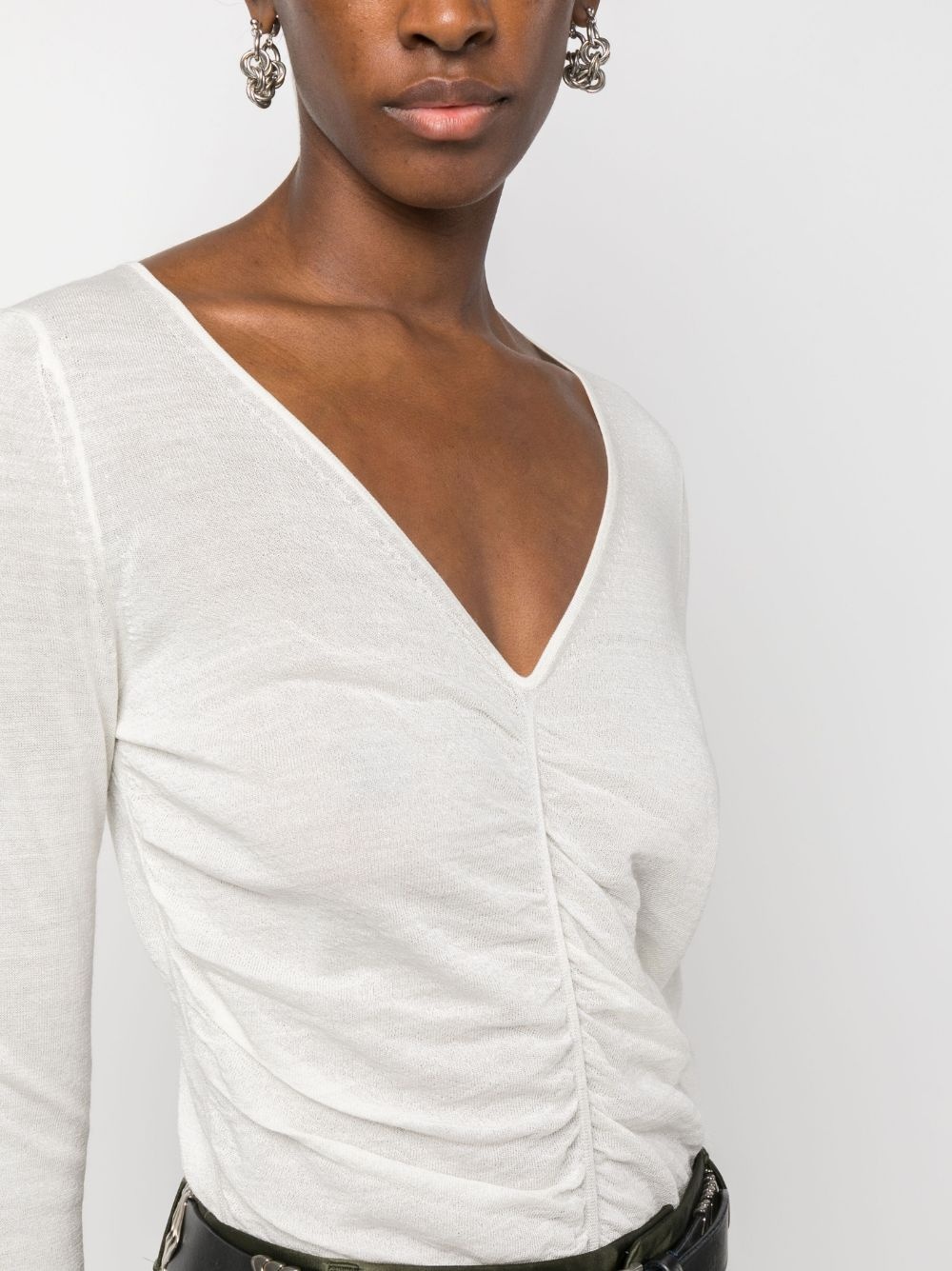 gathered-detail long-sleeve top - 5