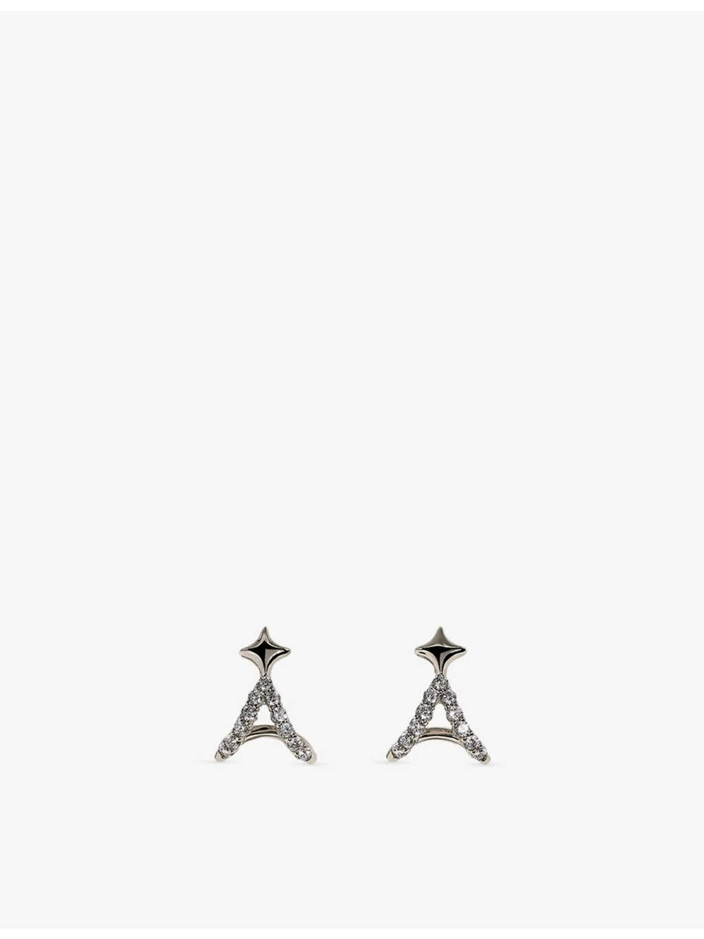 Cosmic Star Illusion Rhodium-Plated Sterling Silver and Cubic Zirconia Stud Earrings - 1