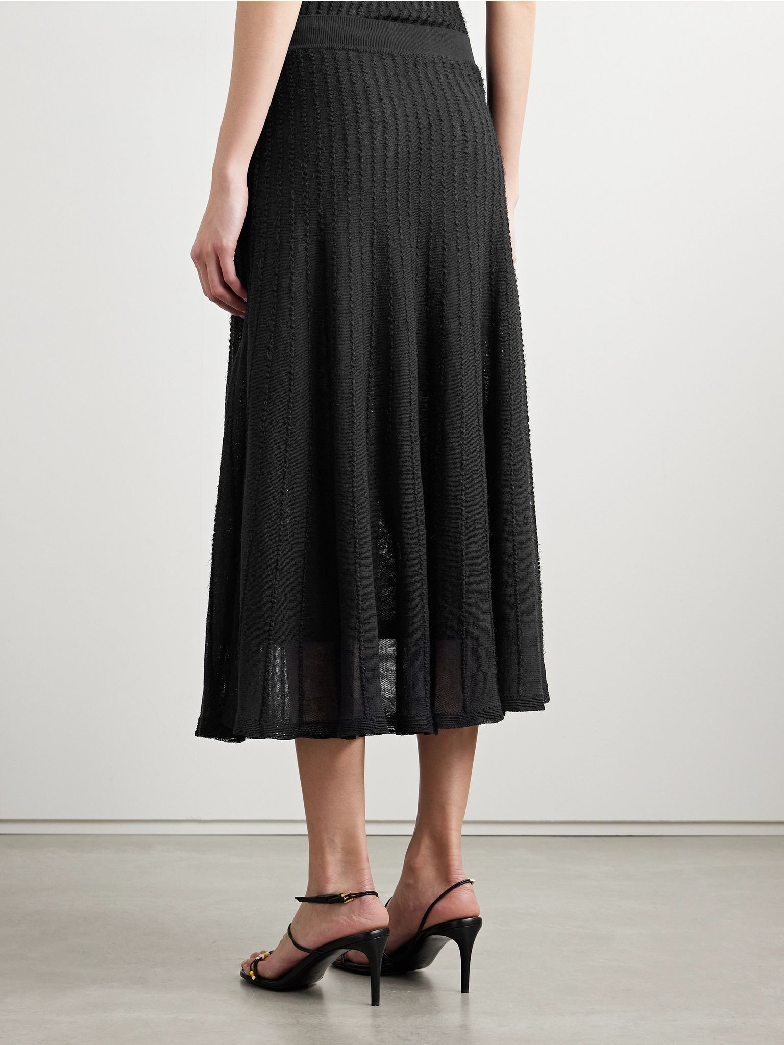 Dawn pointelle-knit midi skirt Black - 4