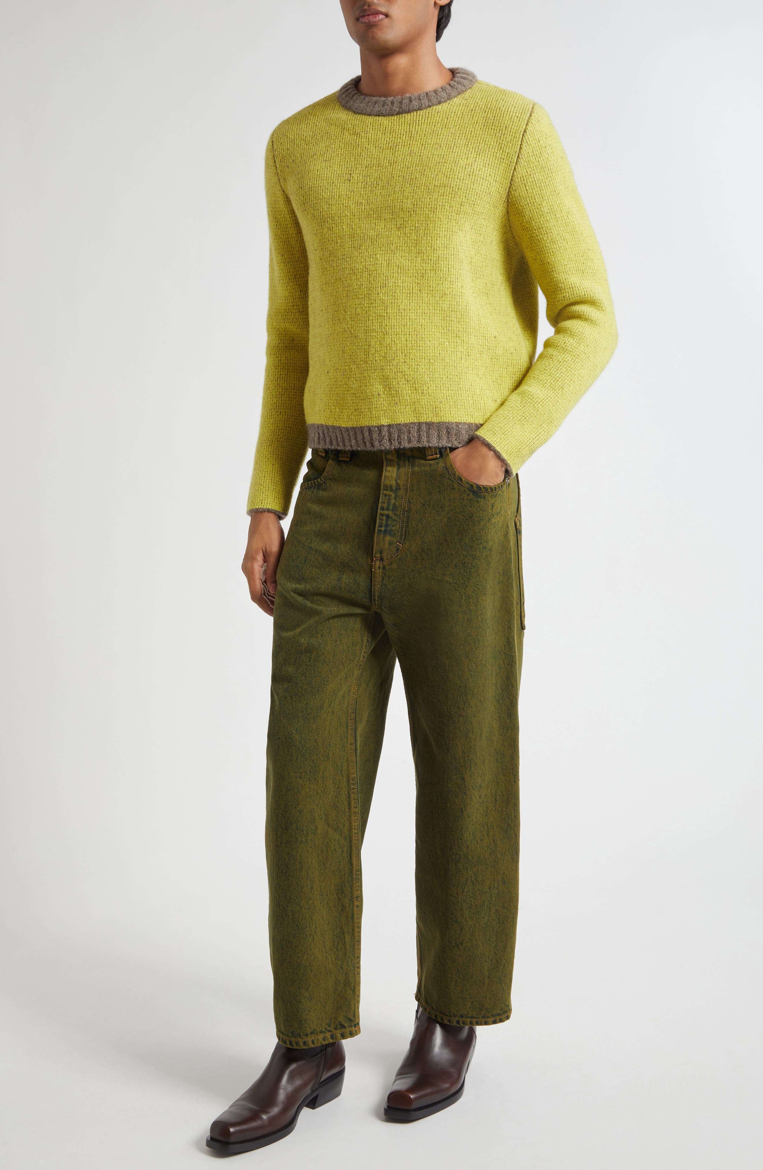 Eckhaus Latta Gender Inclusive Colorblock Merino Wool Blend Sweater in Finch at Nordstrom - 2