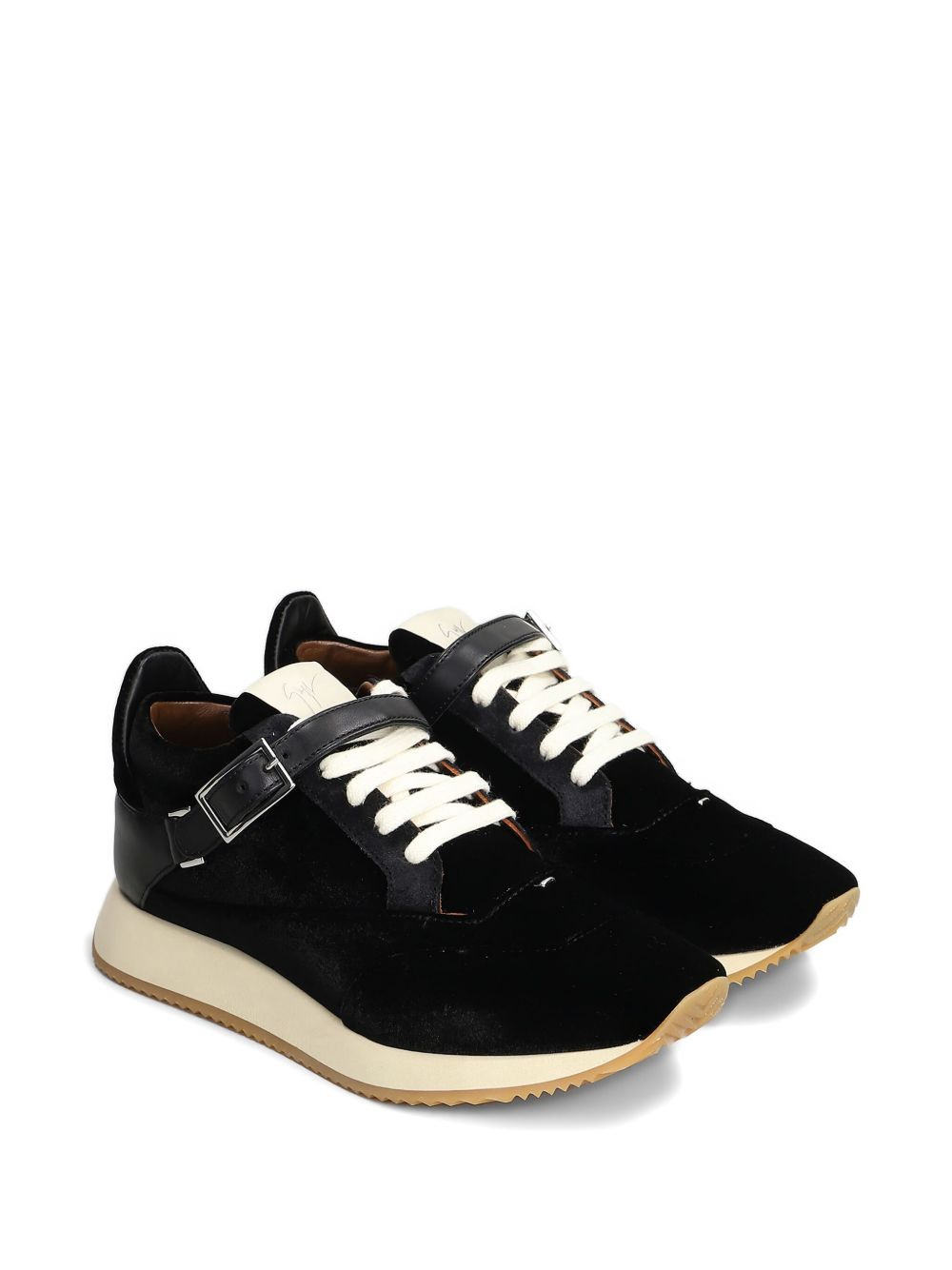 buckle-fastening velvet sneakers - 2