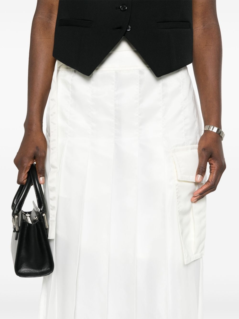 pleated belted midi skirt - 5