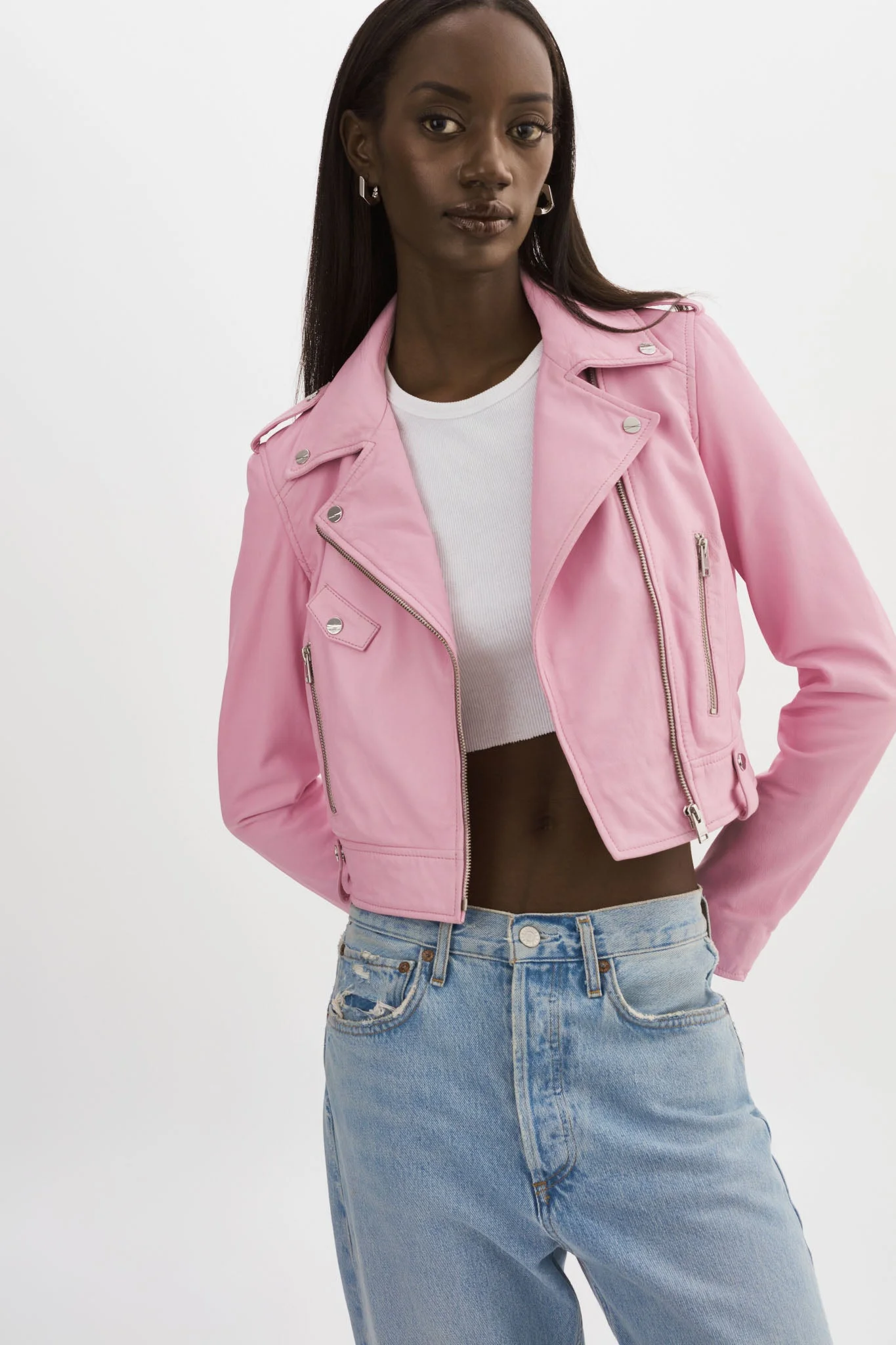 CIARA | Cropped Leather Biker Jacket - 1