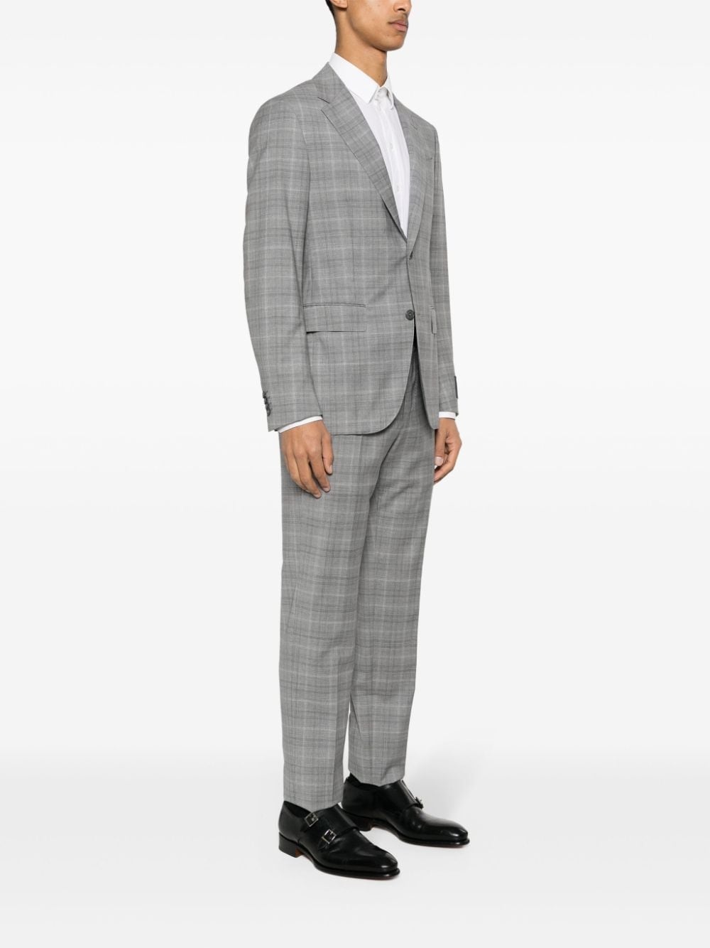 checked single-breasted suit - 3