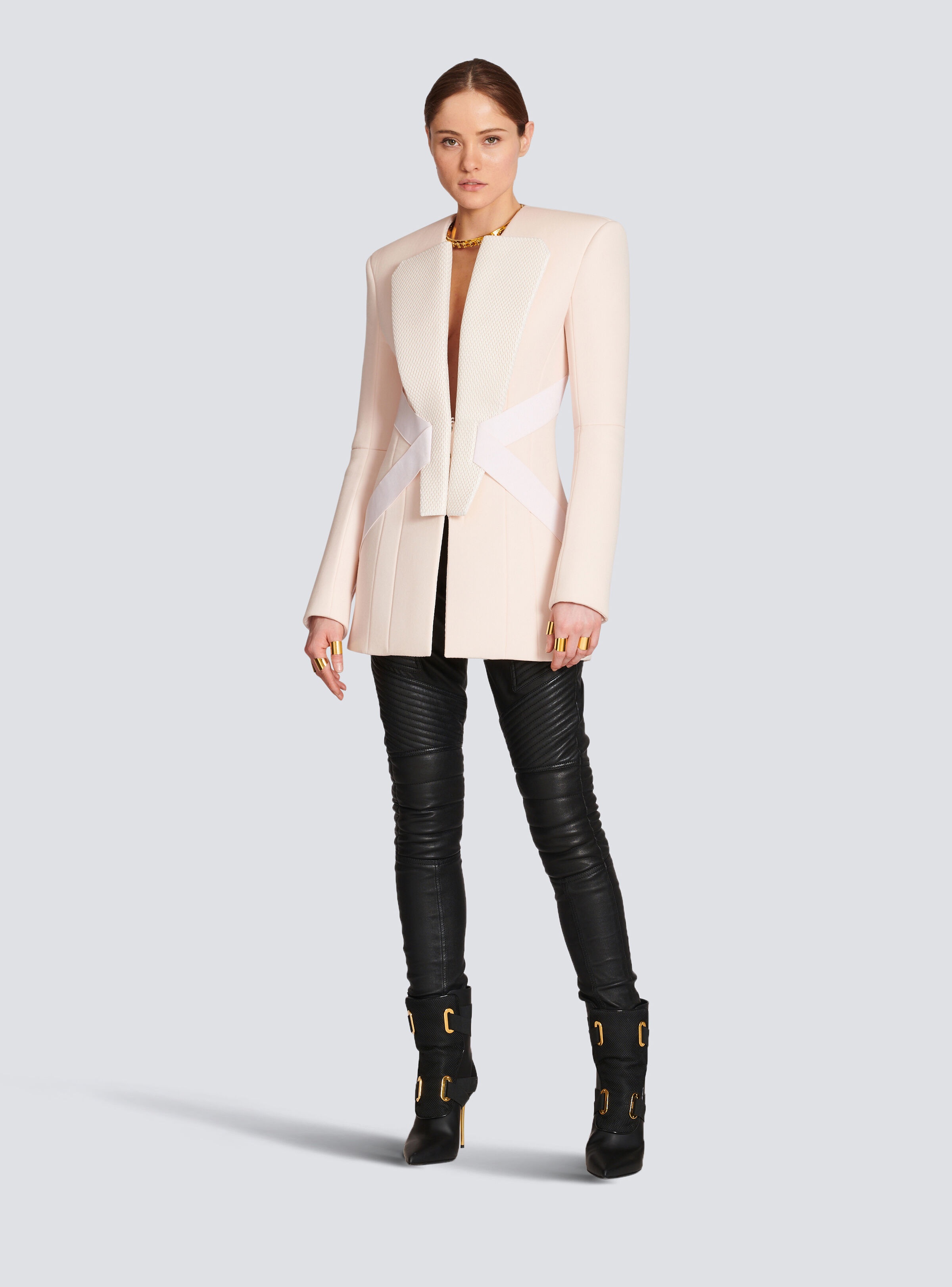 Wool blazer with straps - 2