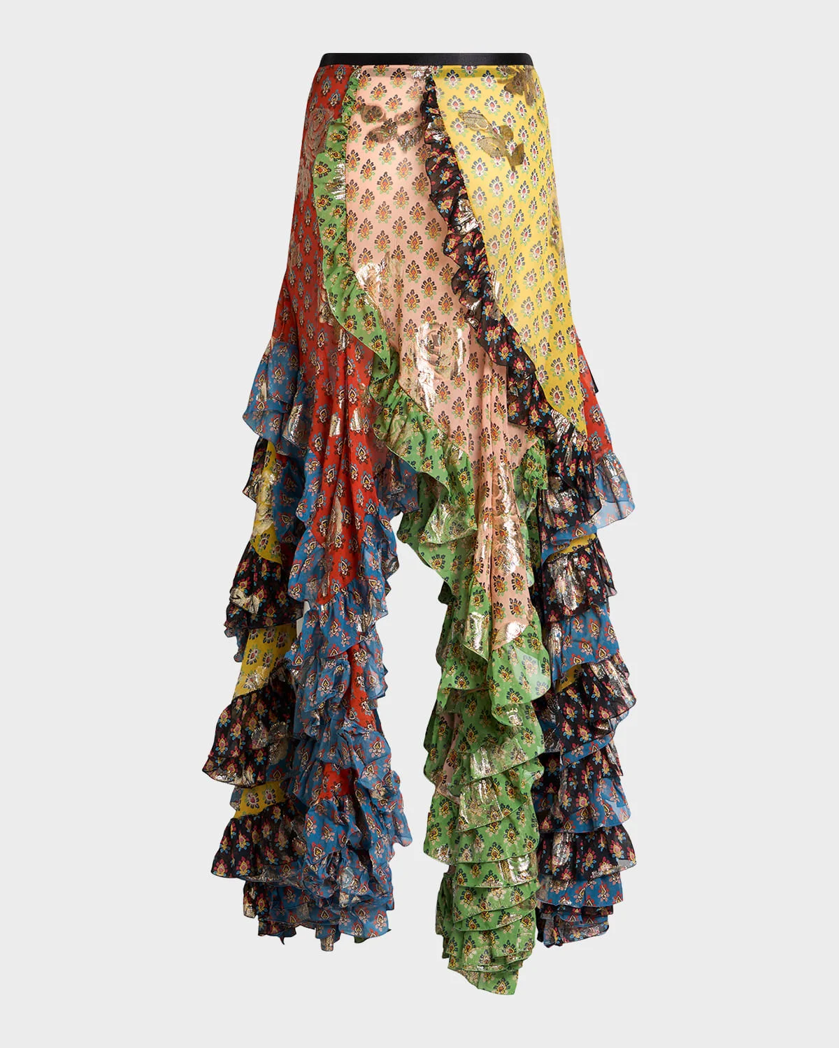 Asymmetric Ruffled Maxi Skirt - 1