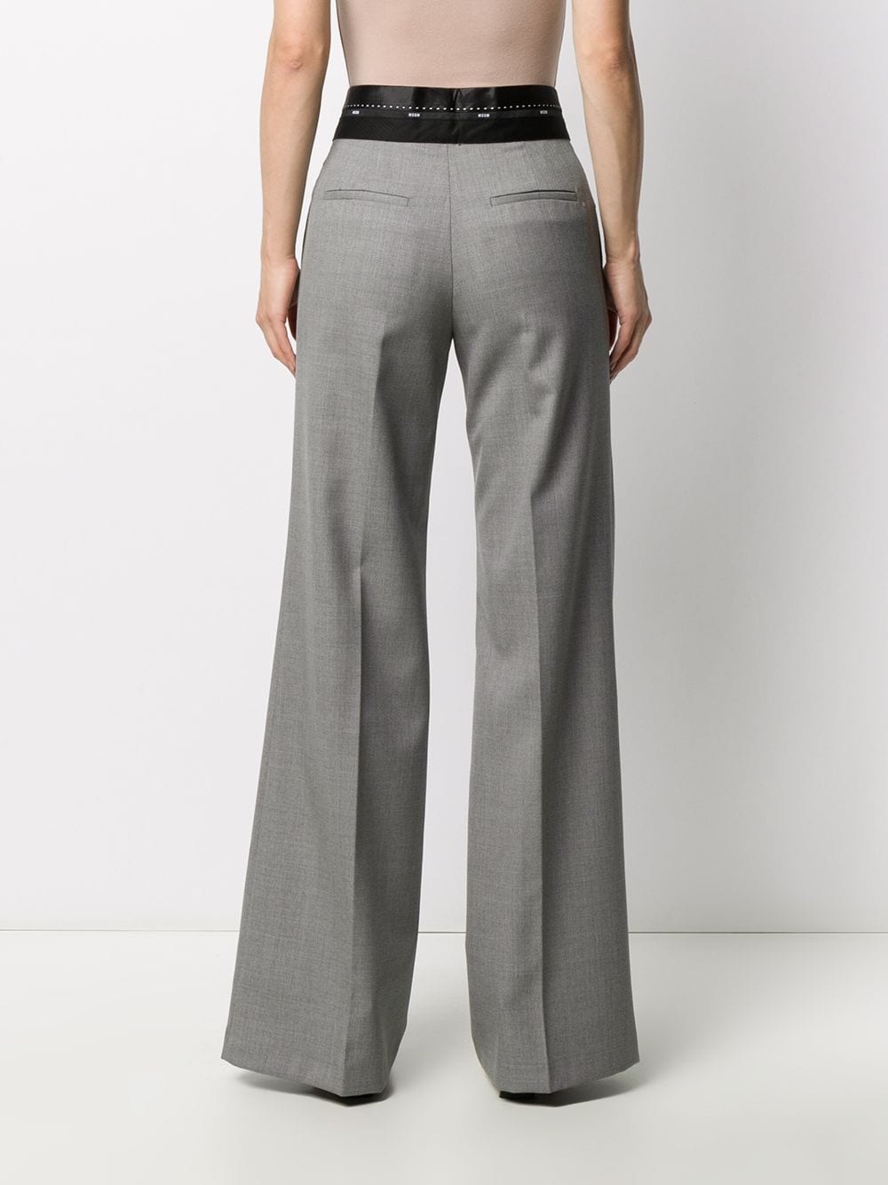 logo waistband flared trousers - 4