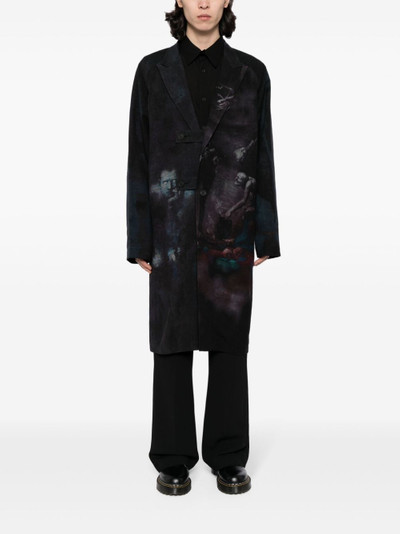 Yohji Yamamoto single-breasted graphic-print coat outlook