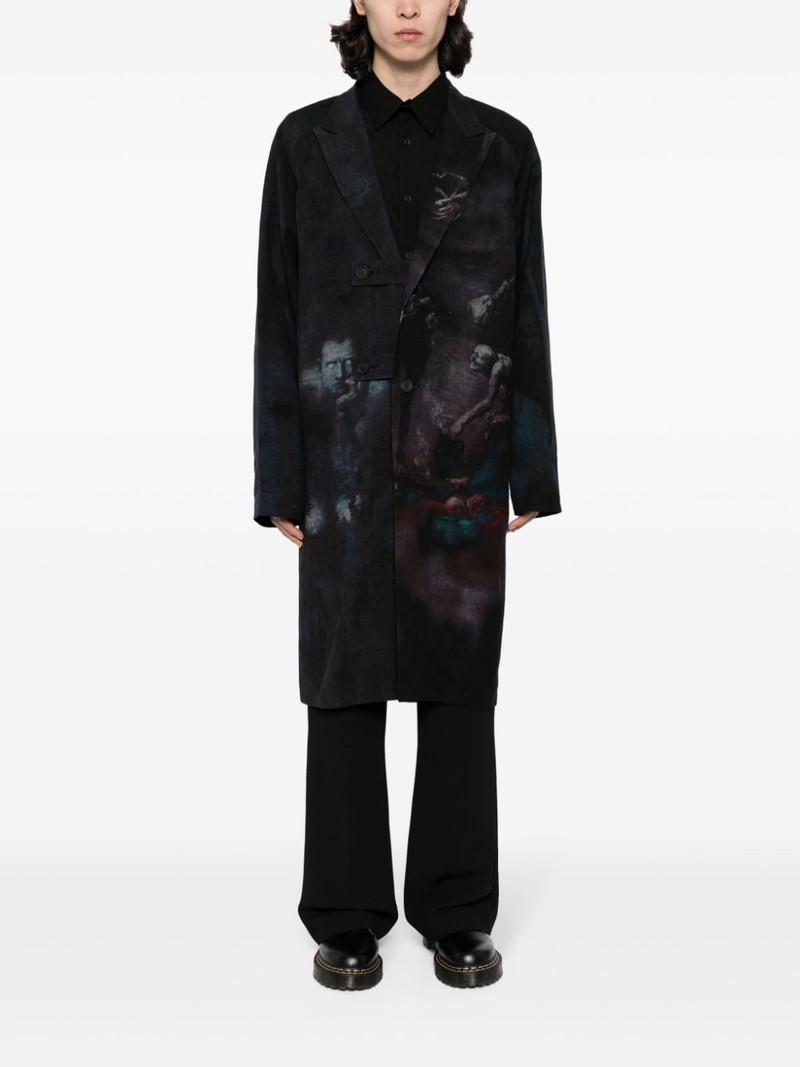 Yohji Yamamoto single-breasted graphic-print coat outlook