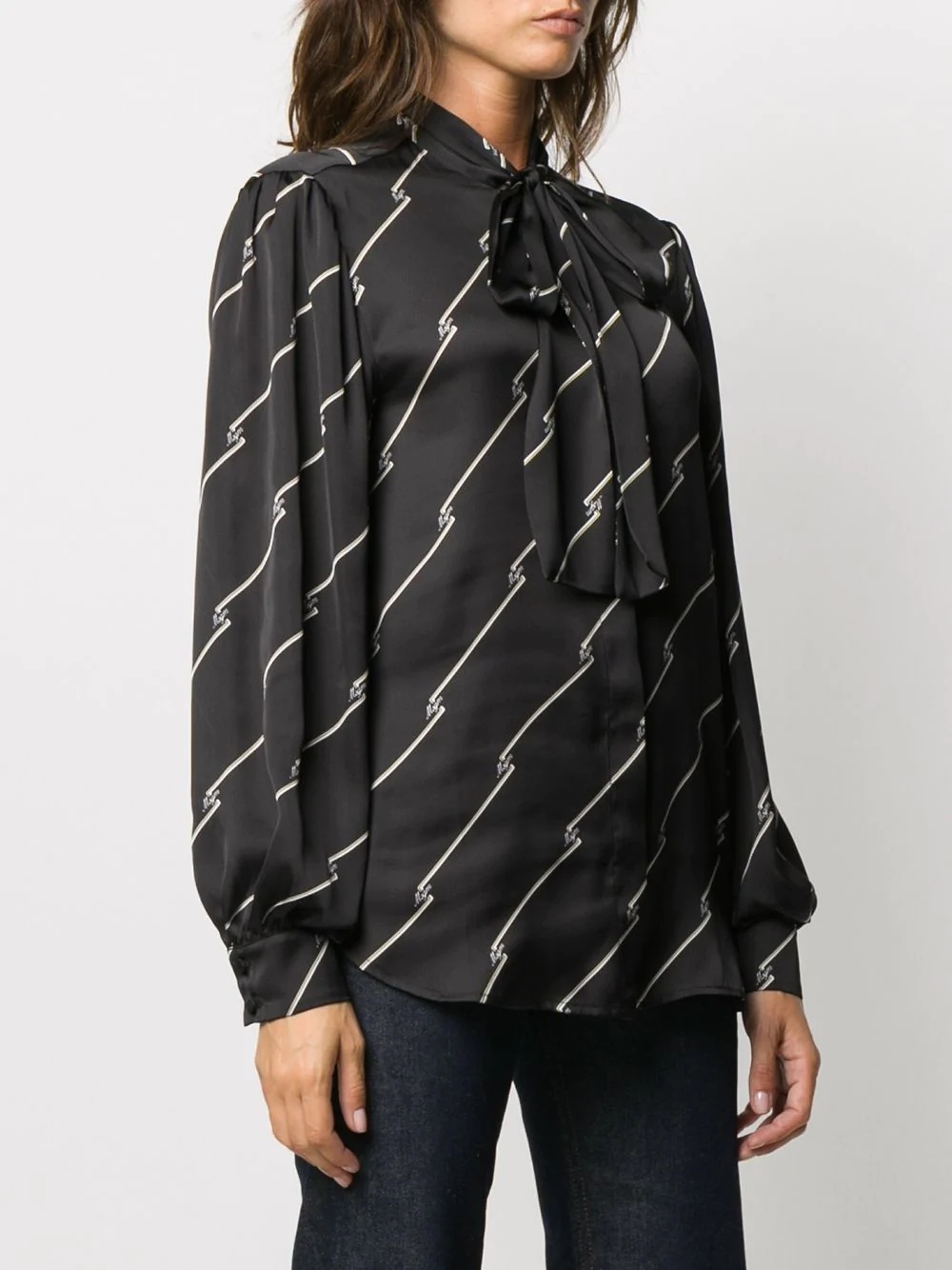 diagonal-stripe logo blouse - 3