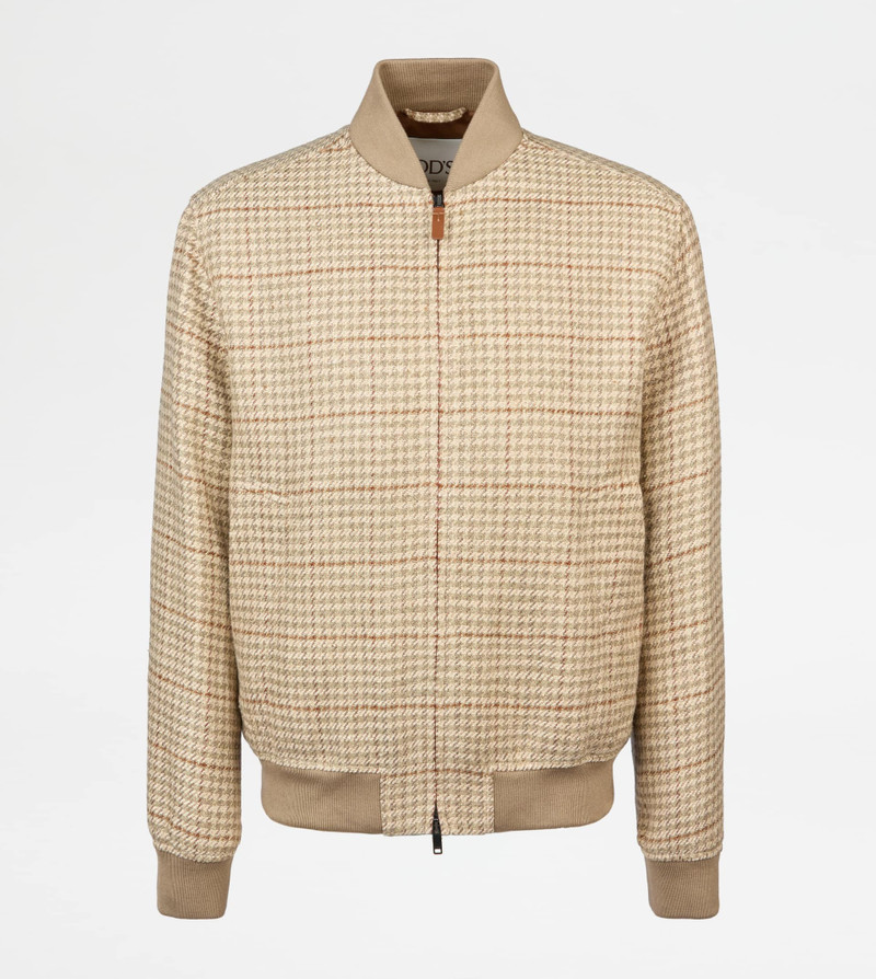 BOMBER JACKET IN SILK BLEND - BEIGE 1