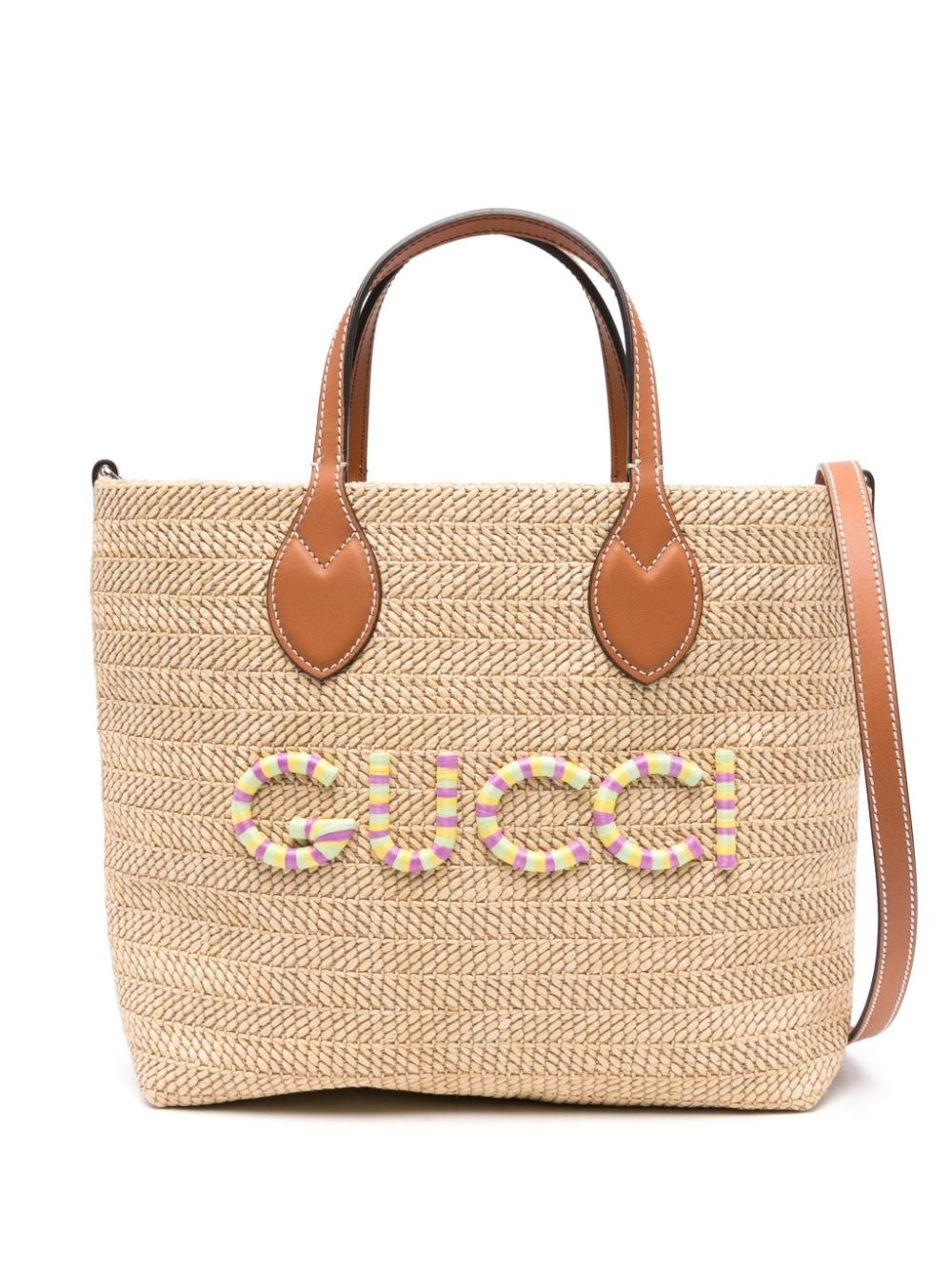 Logo small straw tote bag - 1