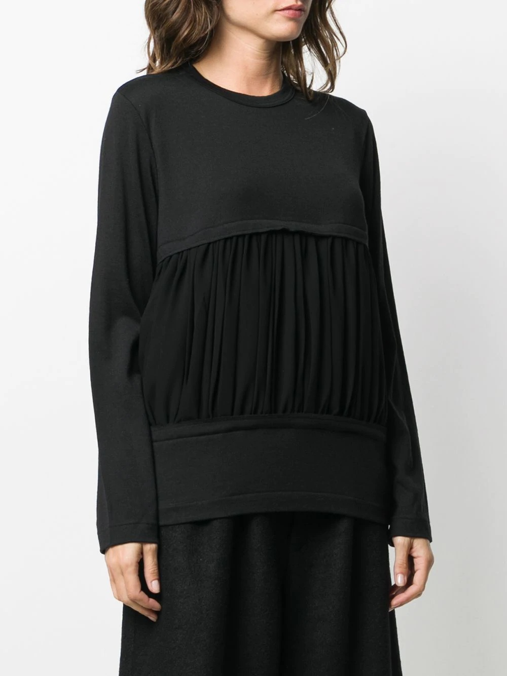 pleated panel long-sleeved T-shirt - 3