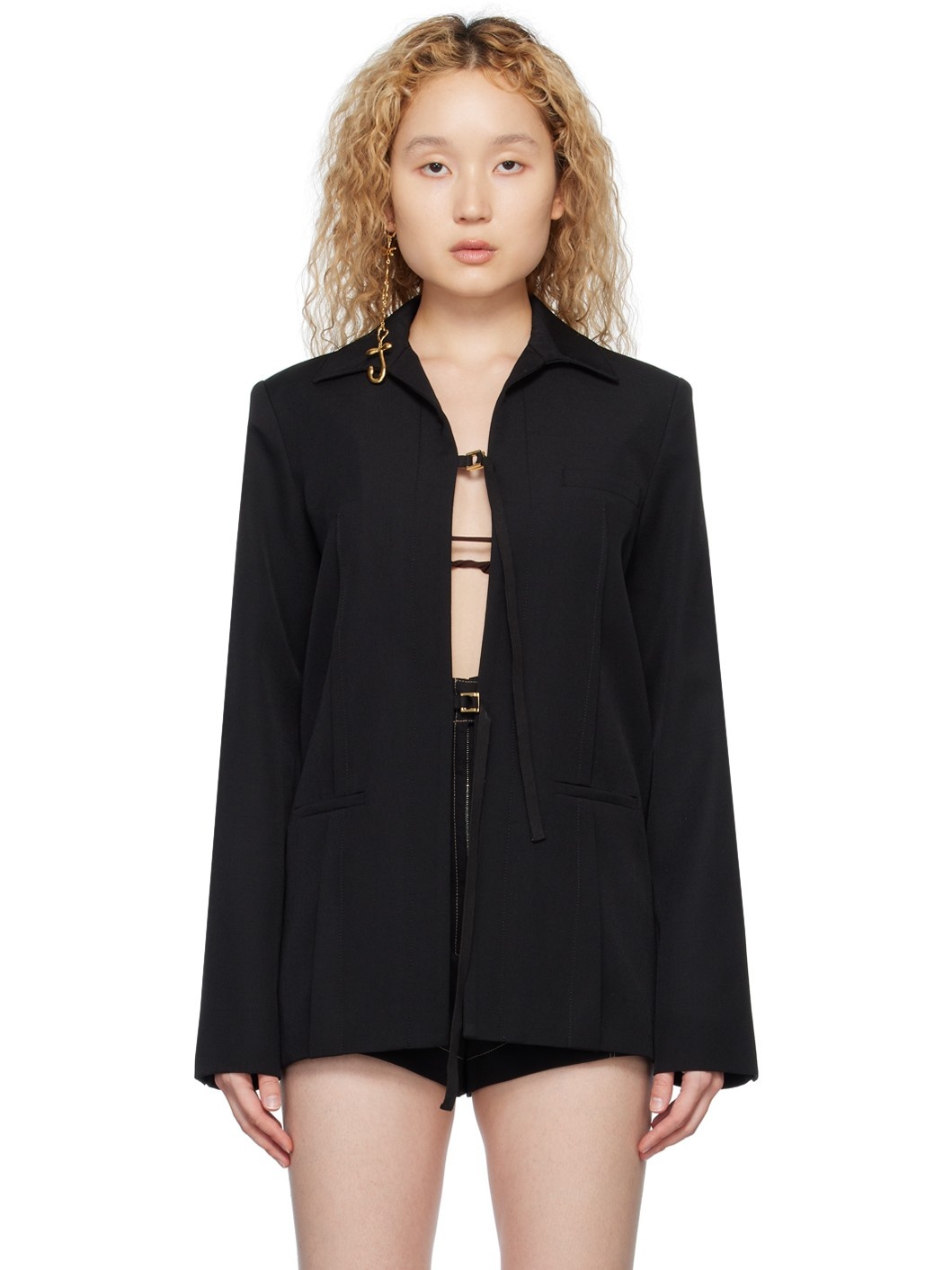 Black Le Raphia 'La Veste Amaro' Blazer - 1