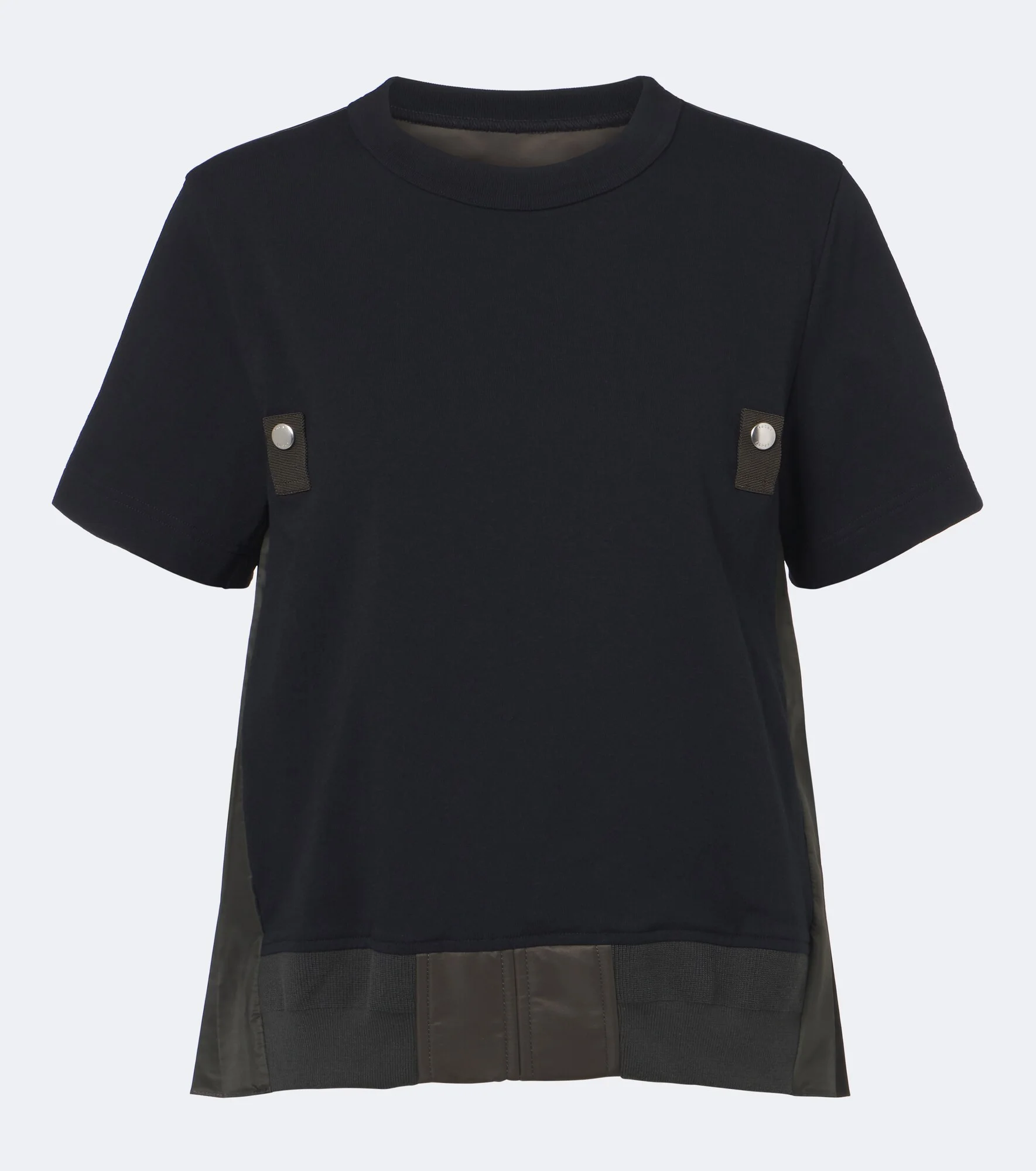 Paneled plissé cotton jersey T-shirt - 1