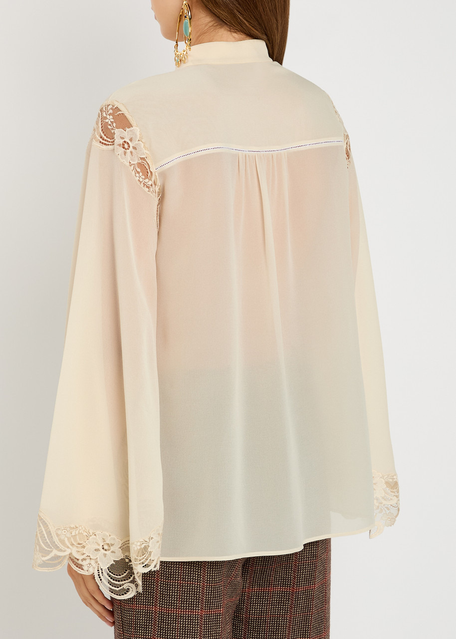 Chloe Lace-embellished Silk-georgette Blouse - 3