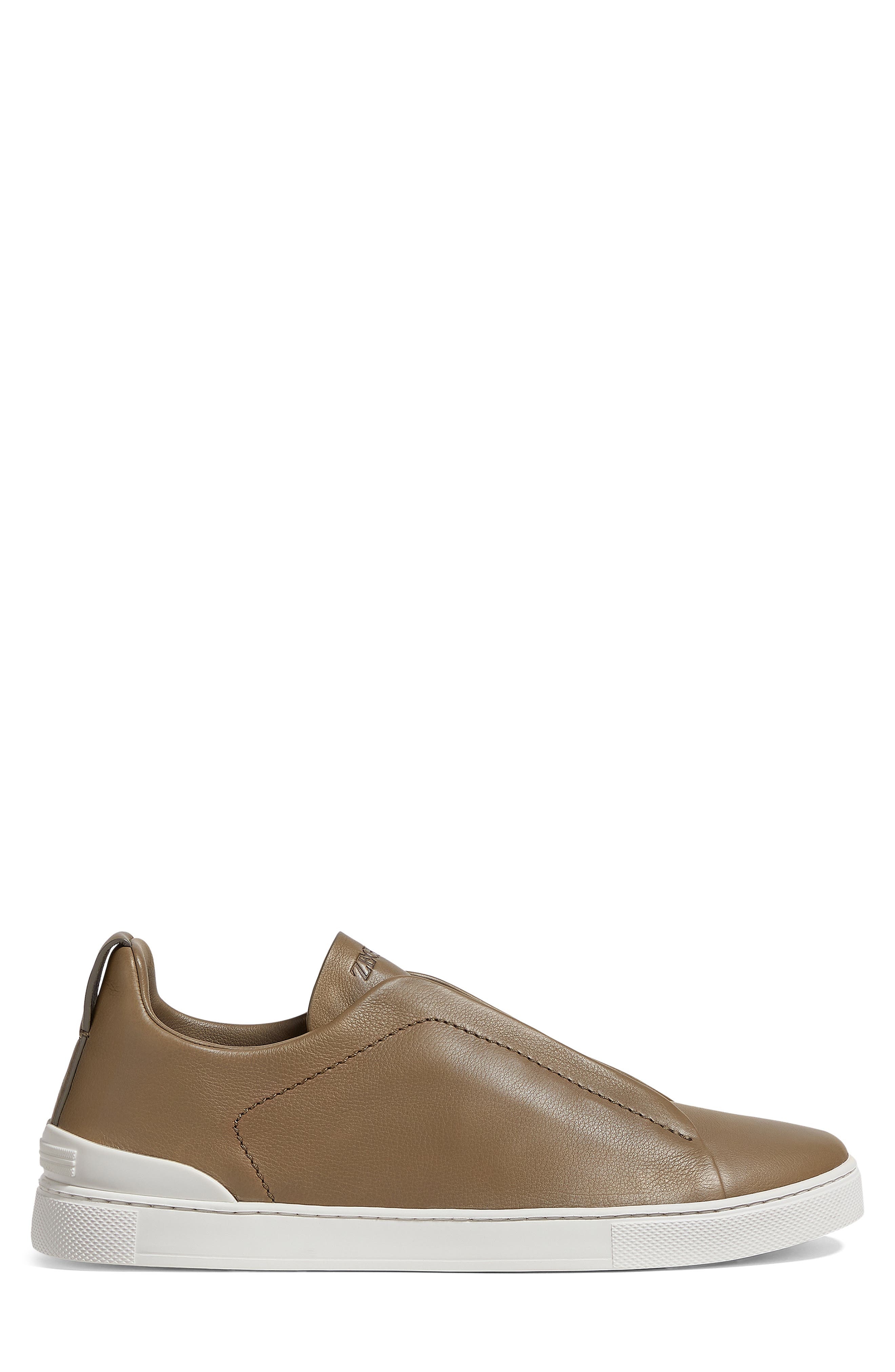 ZEGNA Triple Stitch SECONDSKIN Sneaker in Khaki at Nordstrom - 3